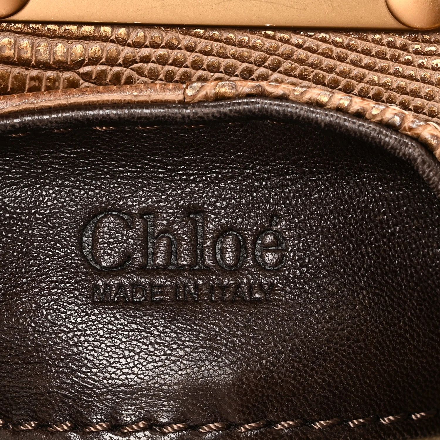 Lizard Medium Paddington Satchel Bronze - Top Club