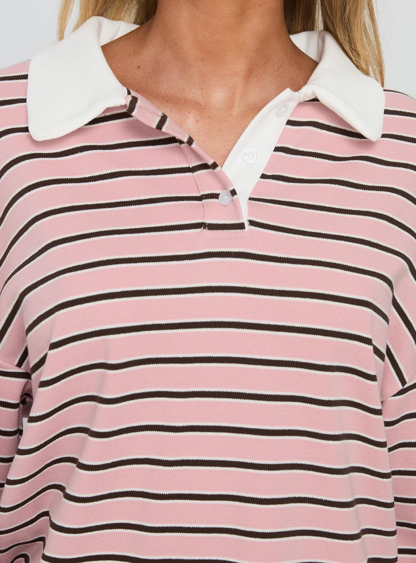 High Regard Collared Jersey Pink Stripe