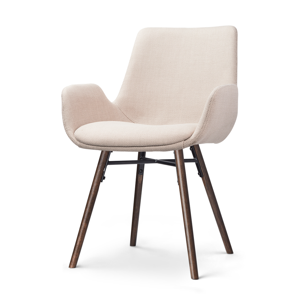 Eetkamerstoel Nena-Eef beige - walnoten onderstel