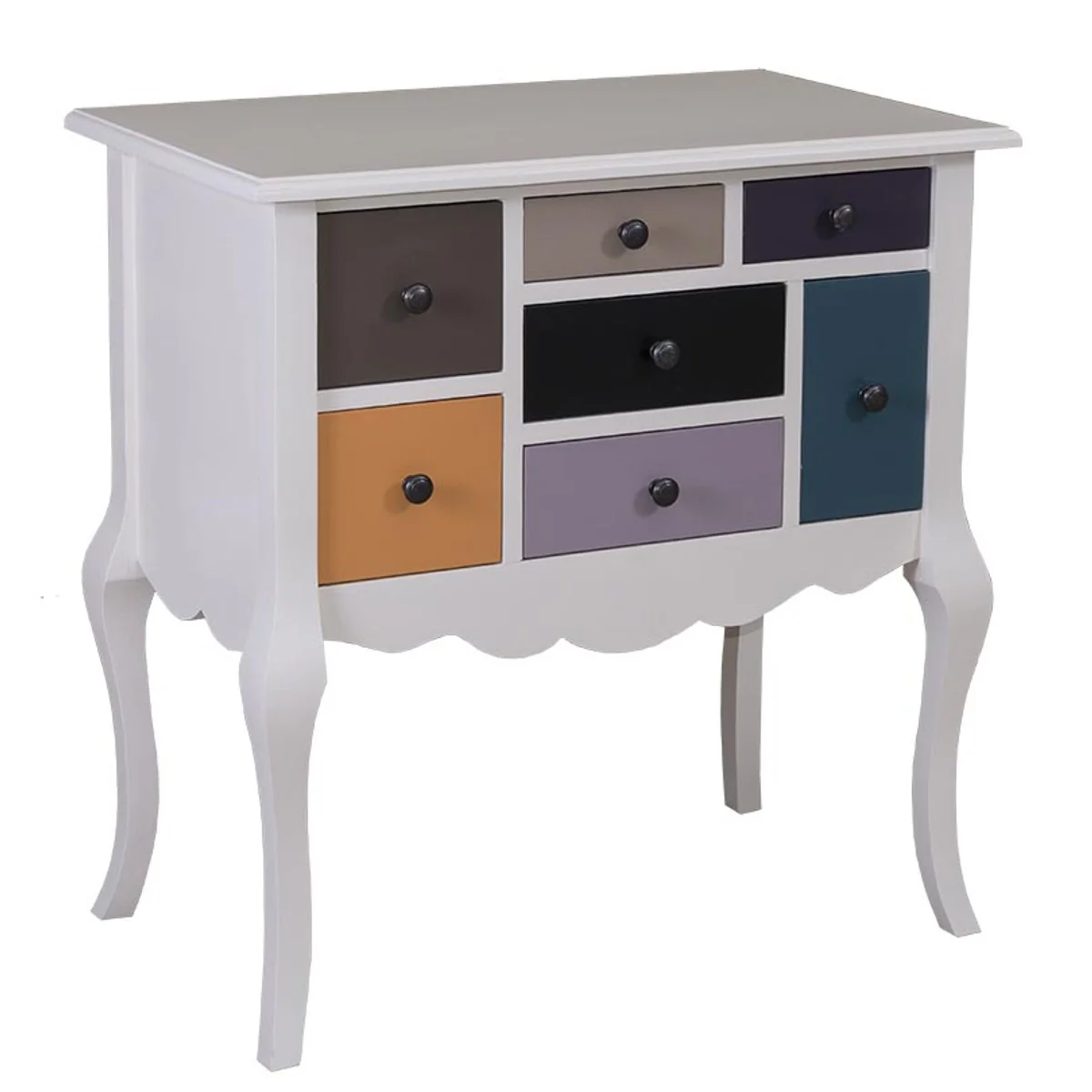 Designer chest of drawers with 7 drawers gray / multicolored 80 x 48 x H. 82 cm - country house style furniture