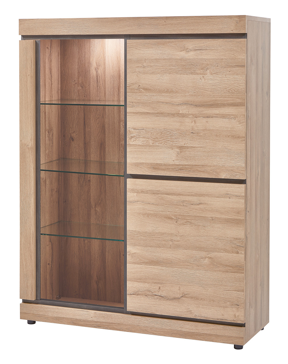 Wandkast Talenso - Met vitrine en verlichting 130 x 171 x 59 cm