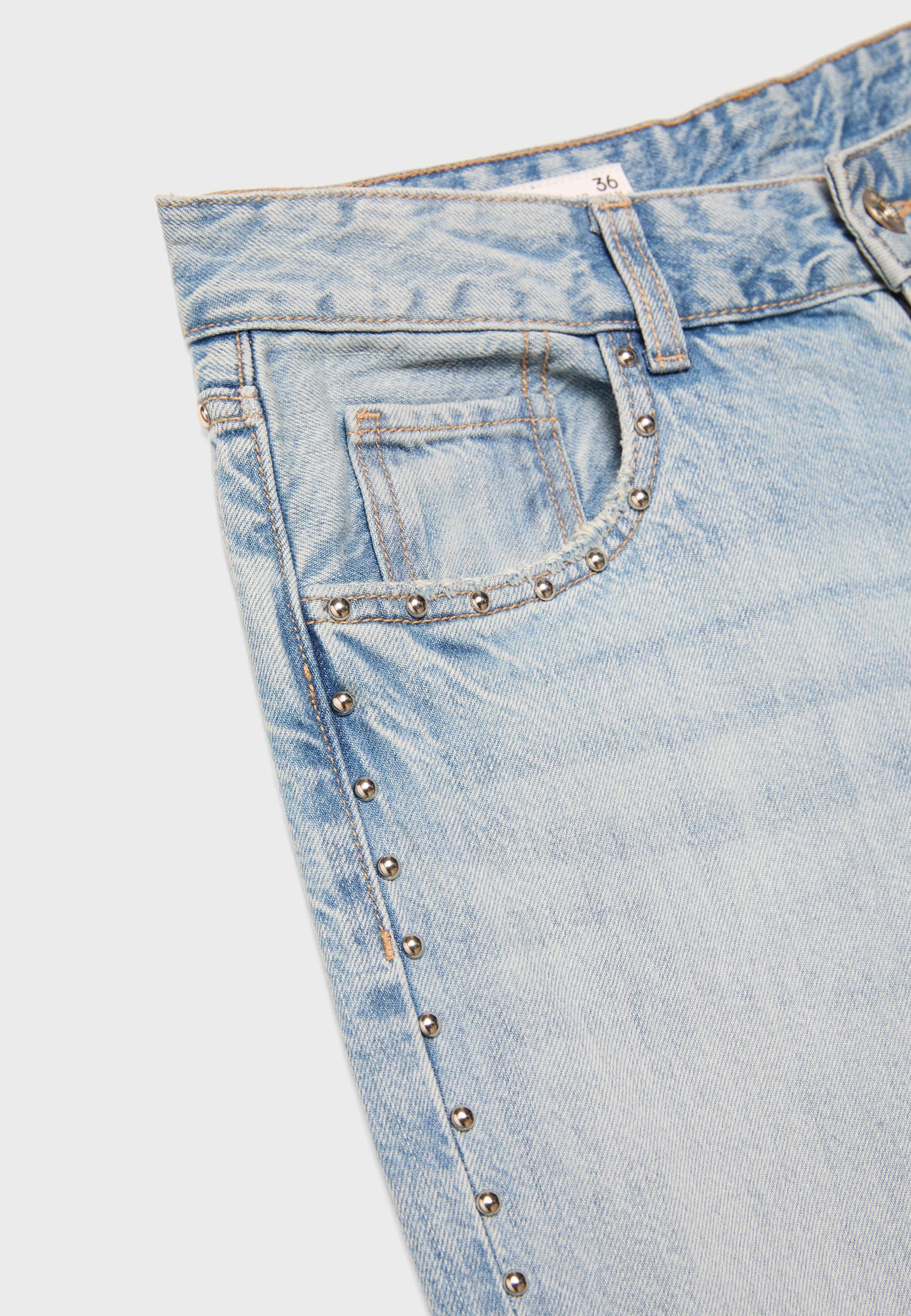 WIDE-LEG LOOSE STUDDED JEANS