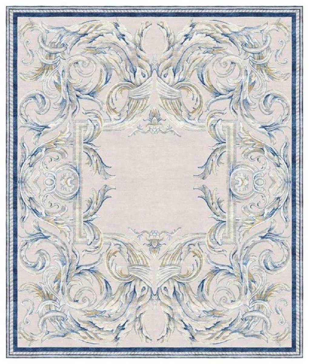 Luxury Baroque Living Room Carpet Gray / Blue - Various Sizes