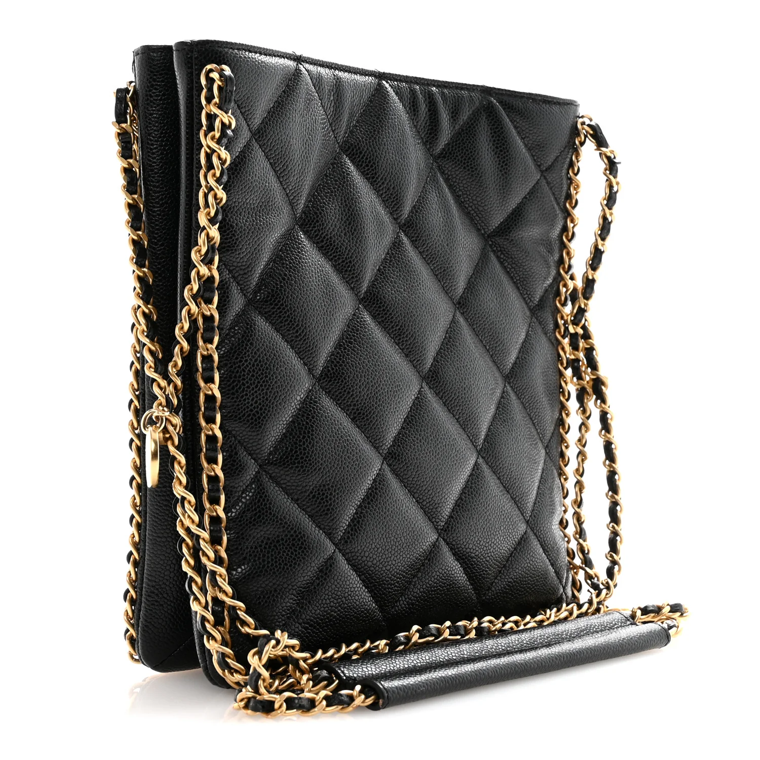 Caviar Quilted Mini Never Ending Chain Tote Black - Top Club