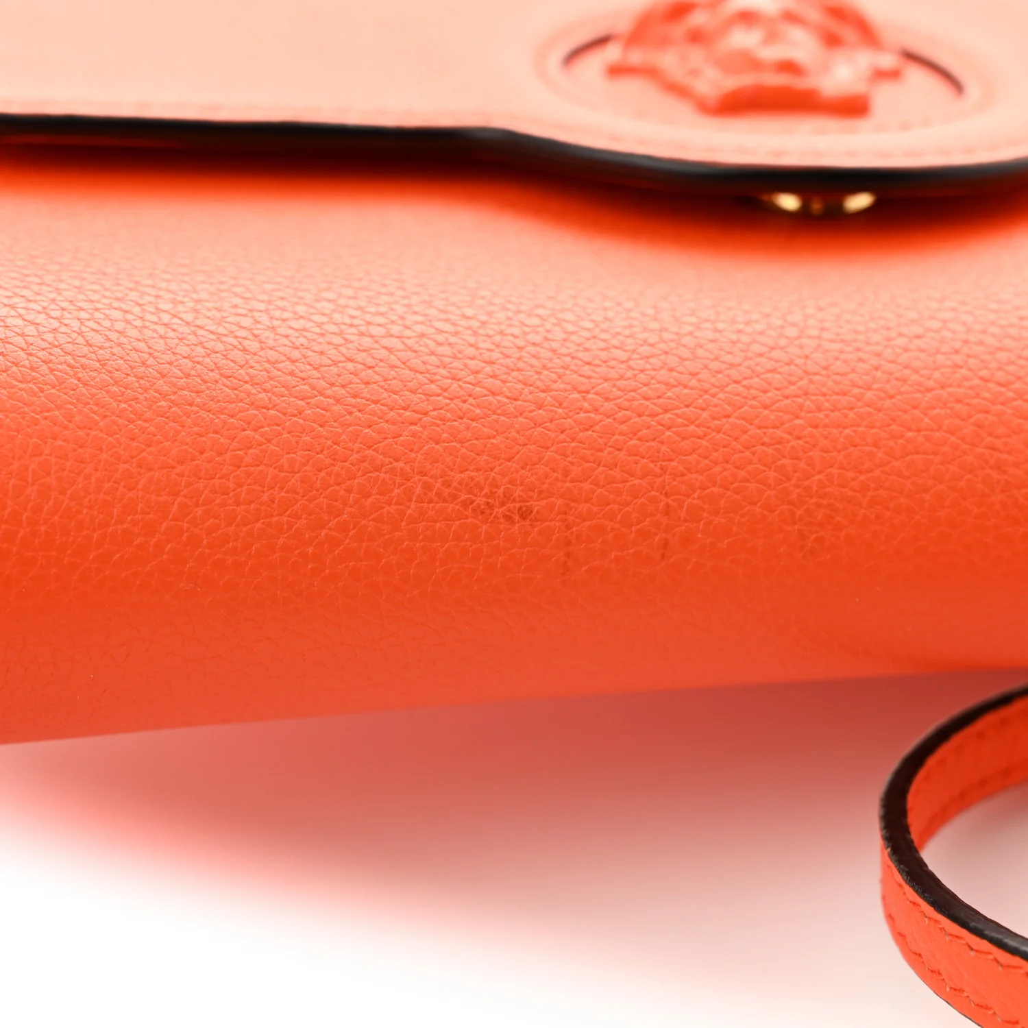 Grained Calfskin La Medusa Crossbody Bag Orange - Top Club