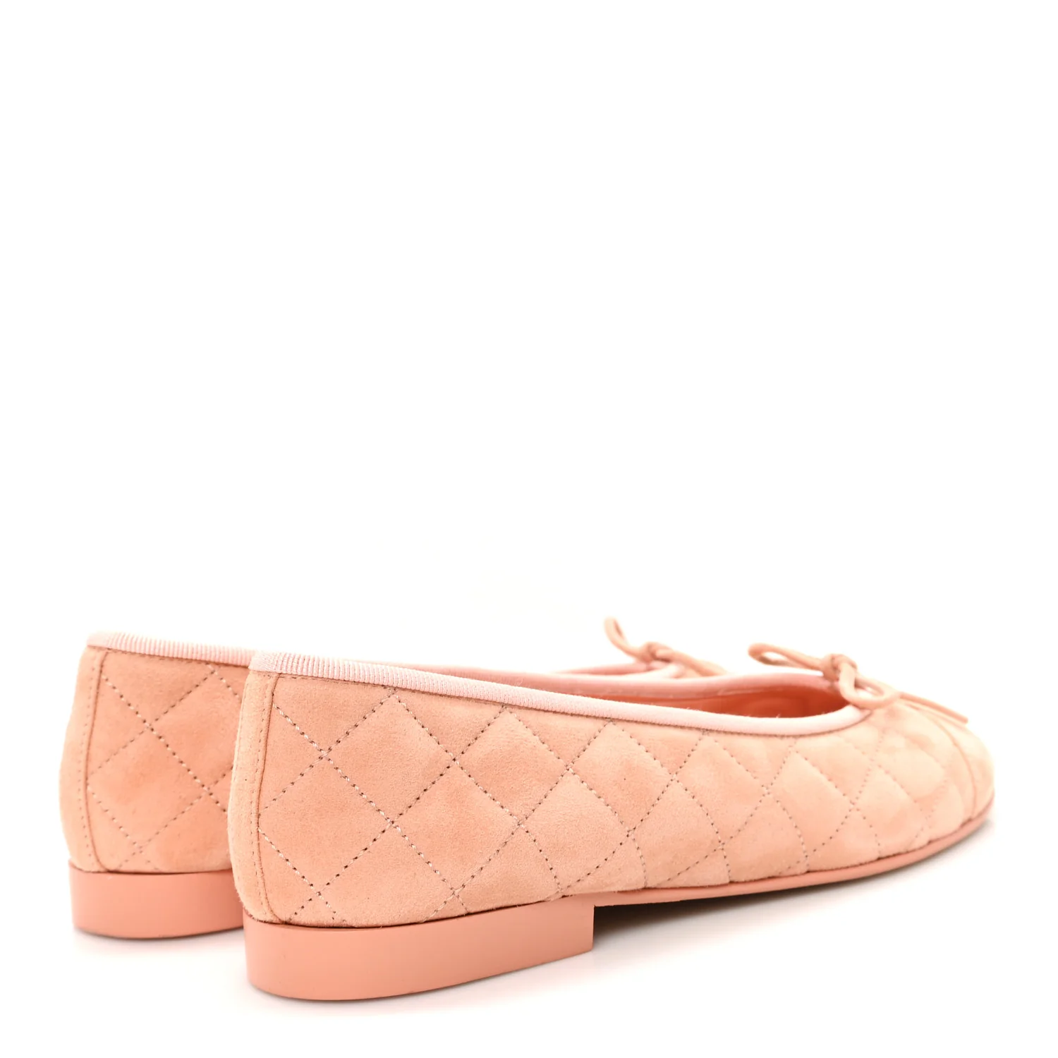 Suede Calfskin Quilted Cap Toe CC Ballerina Flats 36 Pink - Top Club
