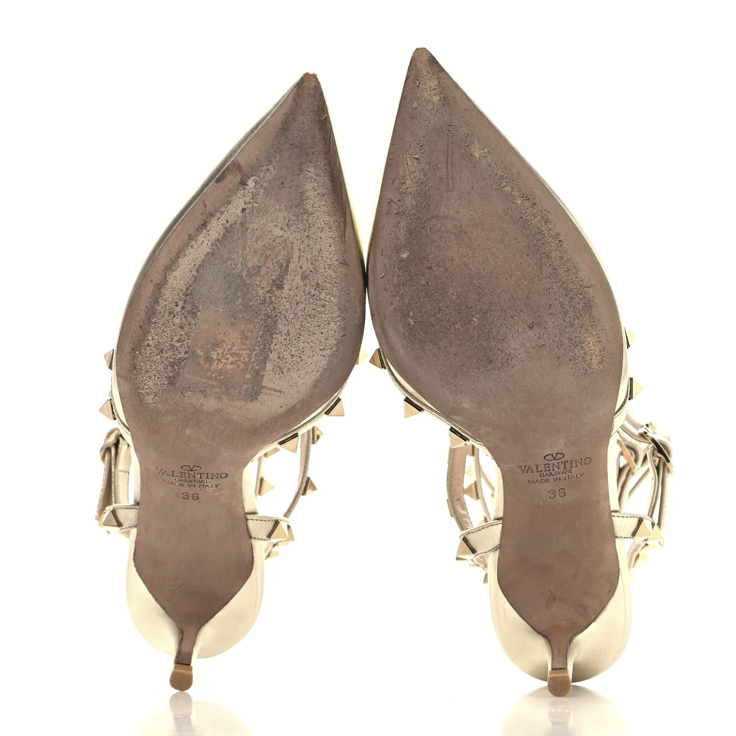 Metallic Nappa Rockstud Ankle Strap 65mm Pumps 36 Gold - Top Club