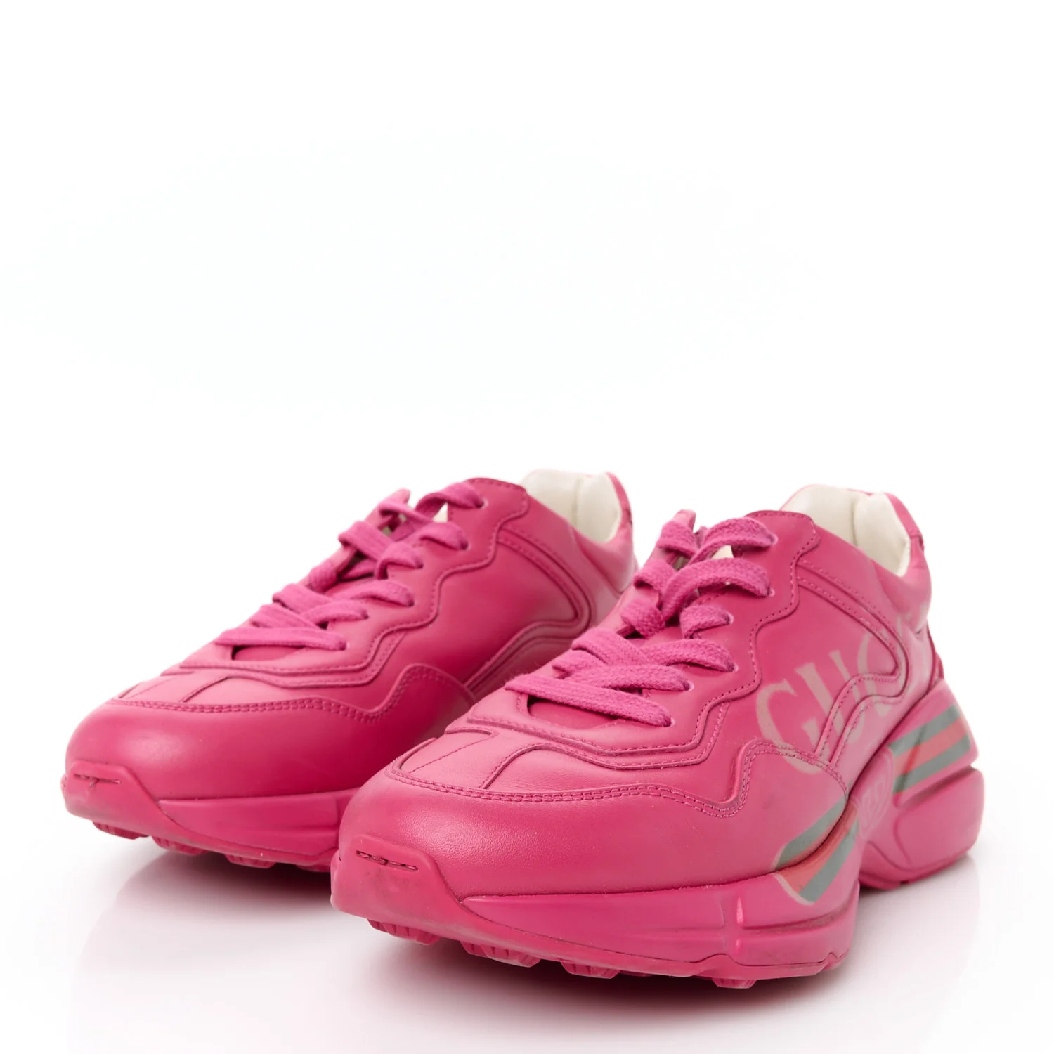 Calfskin Logo Womens Rhyton Sneakers 35 Box Pink - Top Club