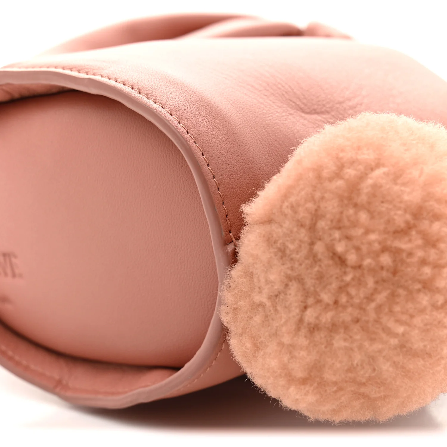 Calfskin Shearling Small Bunny Shoulder Bag Peach Bloom - Top Club