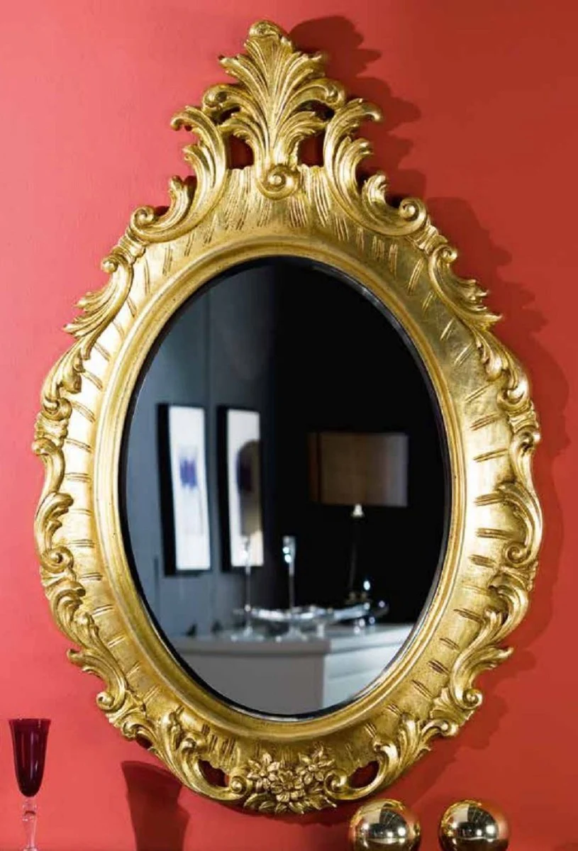 Luxury Baroque Mirror Gold - Oval Wall Mirror in Baroque Style - Baroque Living Room Mirror - Baroque Wardrobe Mirror - Baroque Furniture
