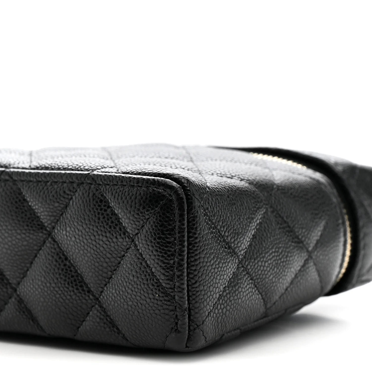 Caviar Quilted Top Handle Slim Vanity With Chain Black - Top Club