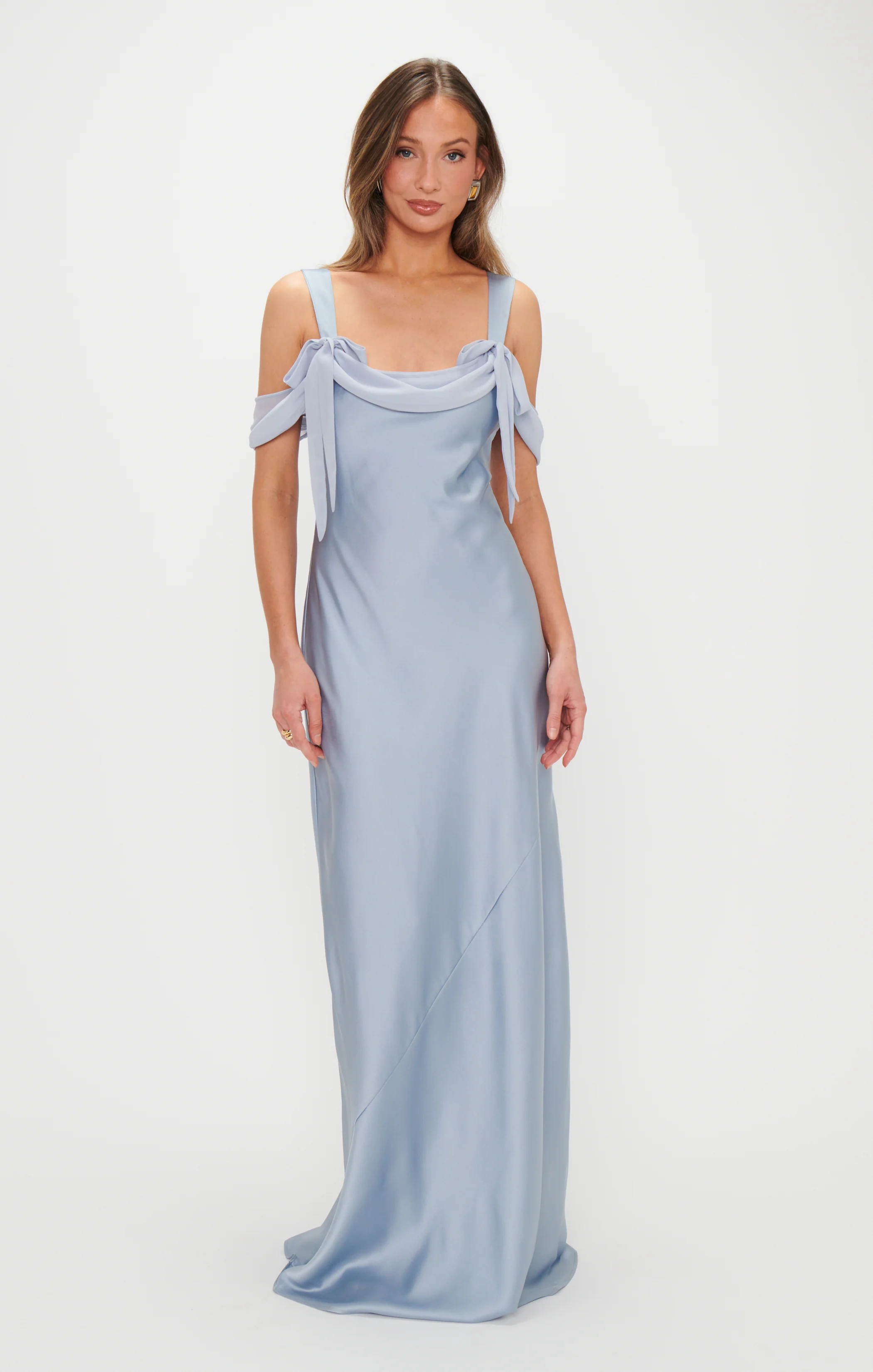 Bella Maxi Dress ~ Steel Blue Luxe Satin