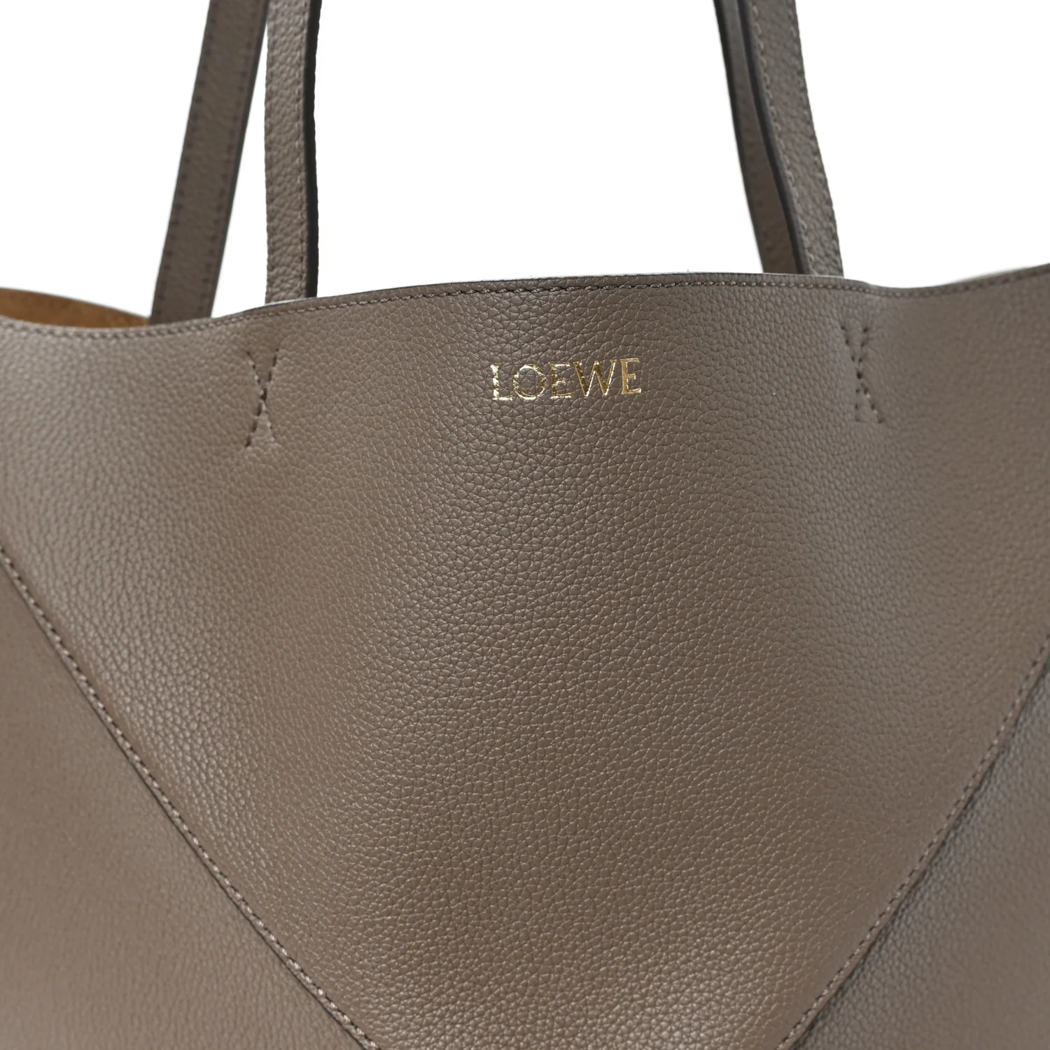 Grained Calfskin Medium Puzzle Fold Tote Taupe - Top Club