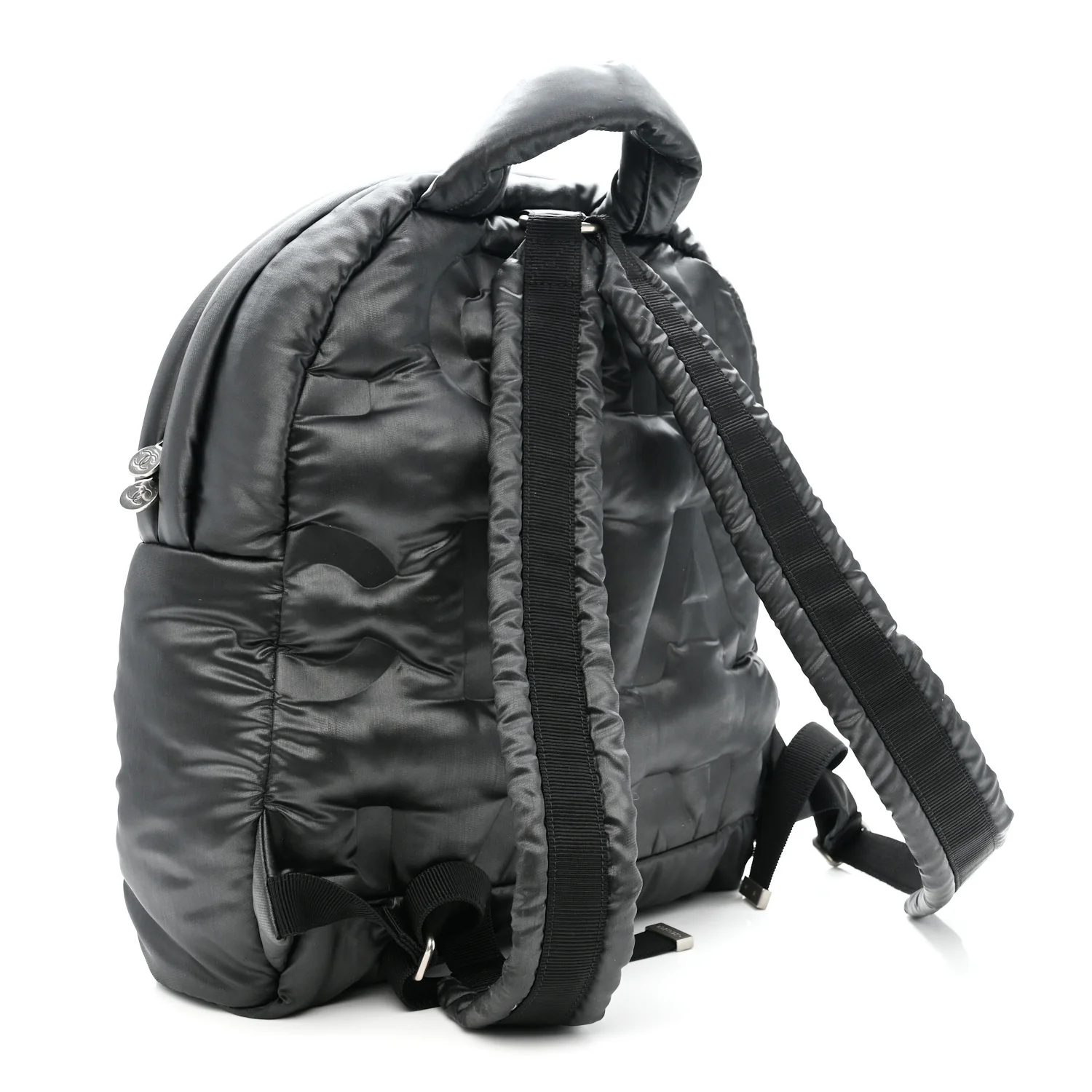 Nylon Embossed Small Doudoune Backpack Grey - Top Club