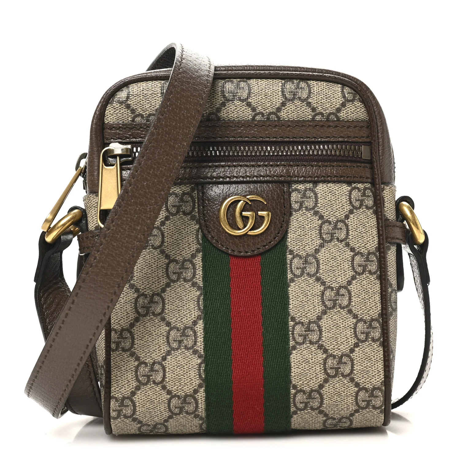 GG Supreme Monogram Web Mini Ophidia Messenger Brown - Top Club