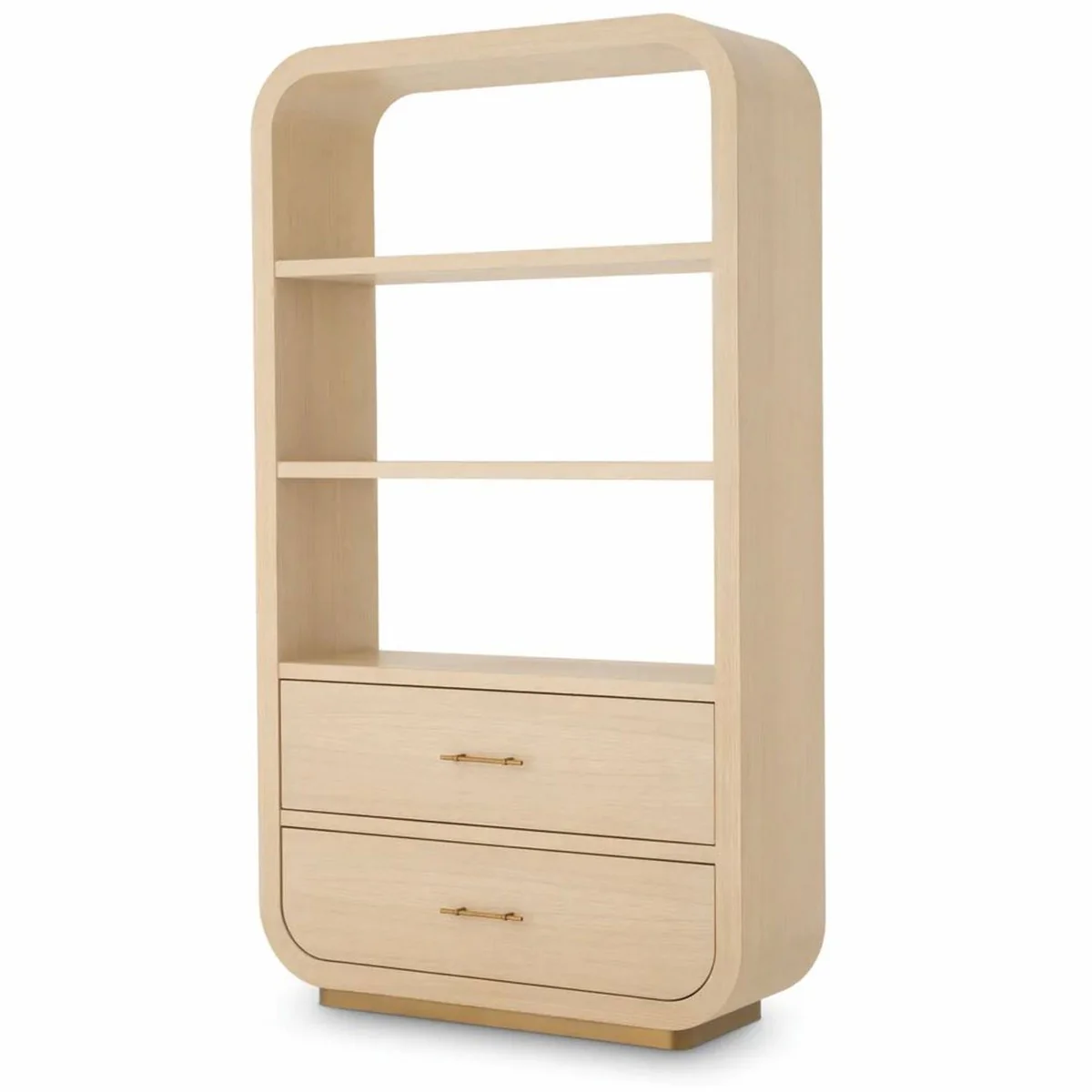 Luxury shelf cabinet with 2 drawers natural color / brass H. 210 cm