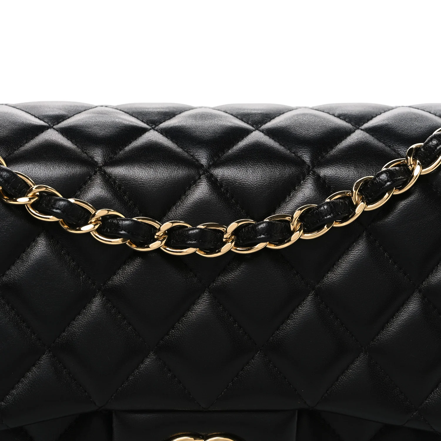 Lambskin Quilted Jumbo Double Flap Black - Top Club