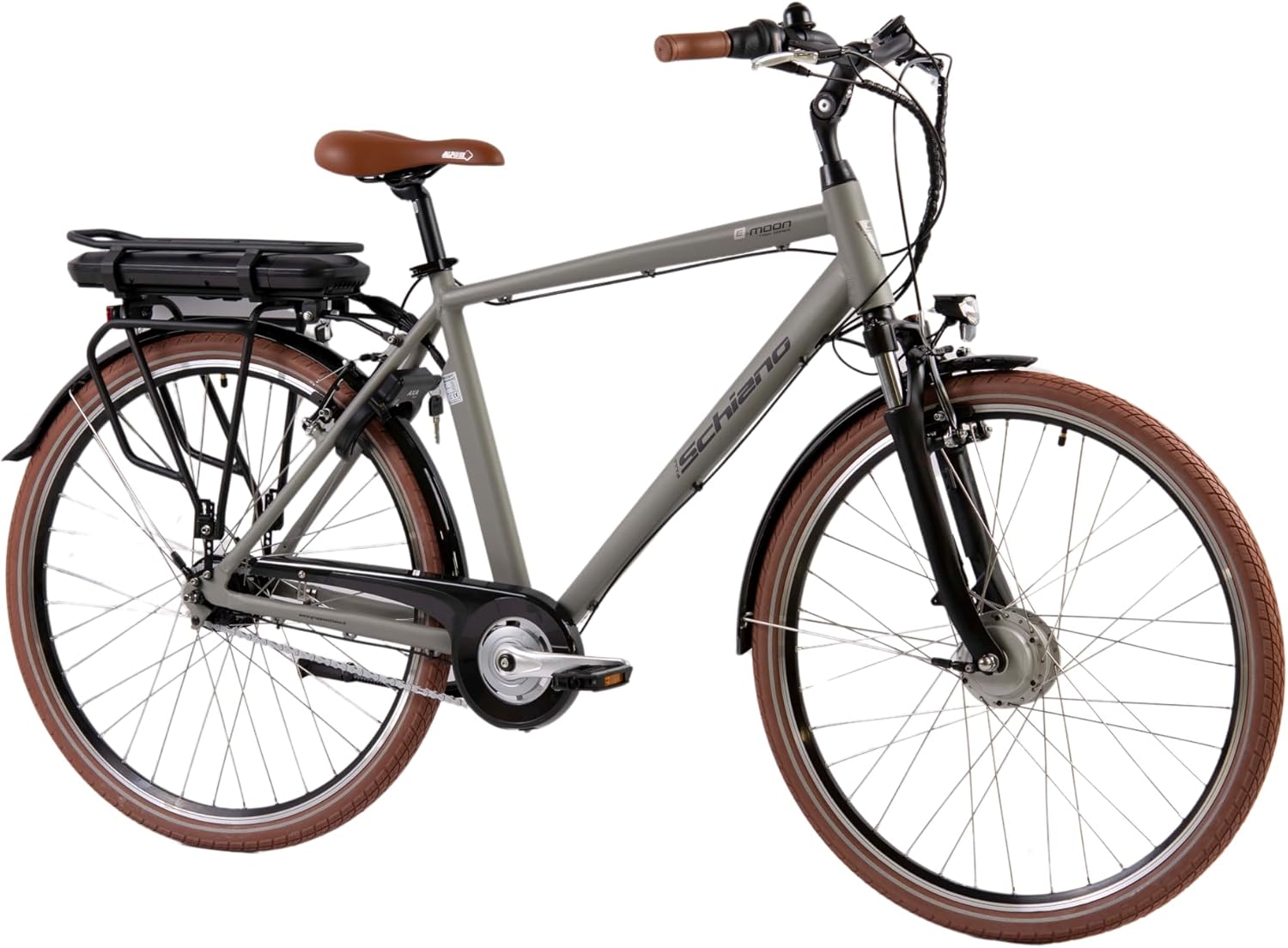 F.lli Schiano E-Moon, Bici Elettrica da Trekking 28 Inches per Adulti, 36V 13Ah Batteria Rimovibile, Motore 250W 40Nm, Trekking Ebike, Grigio da Uomo