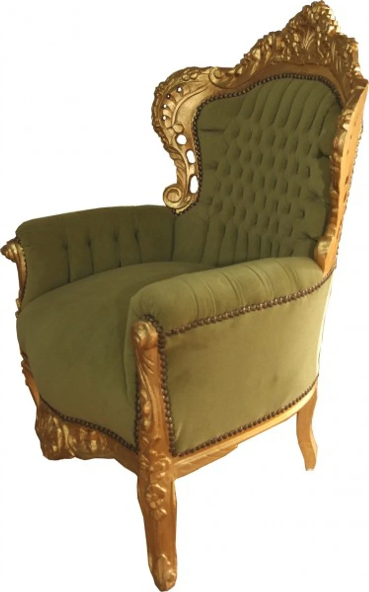 Baroque armchair King jade green / gold 85 x 85 x H. 120 cm - Baroque furniture