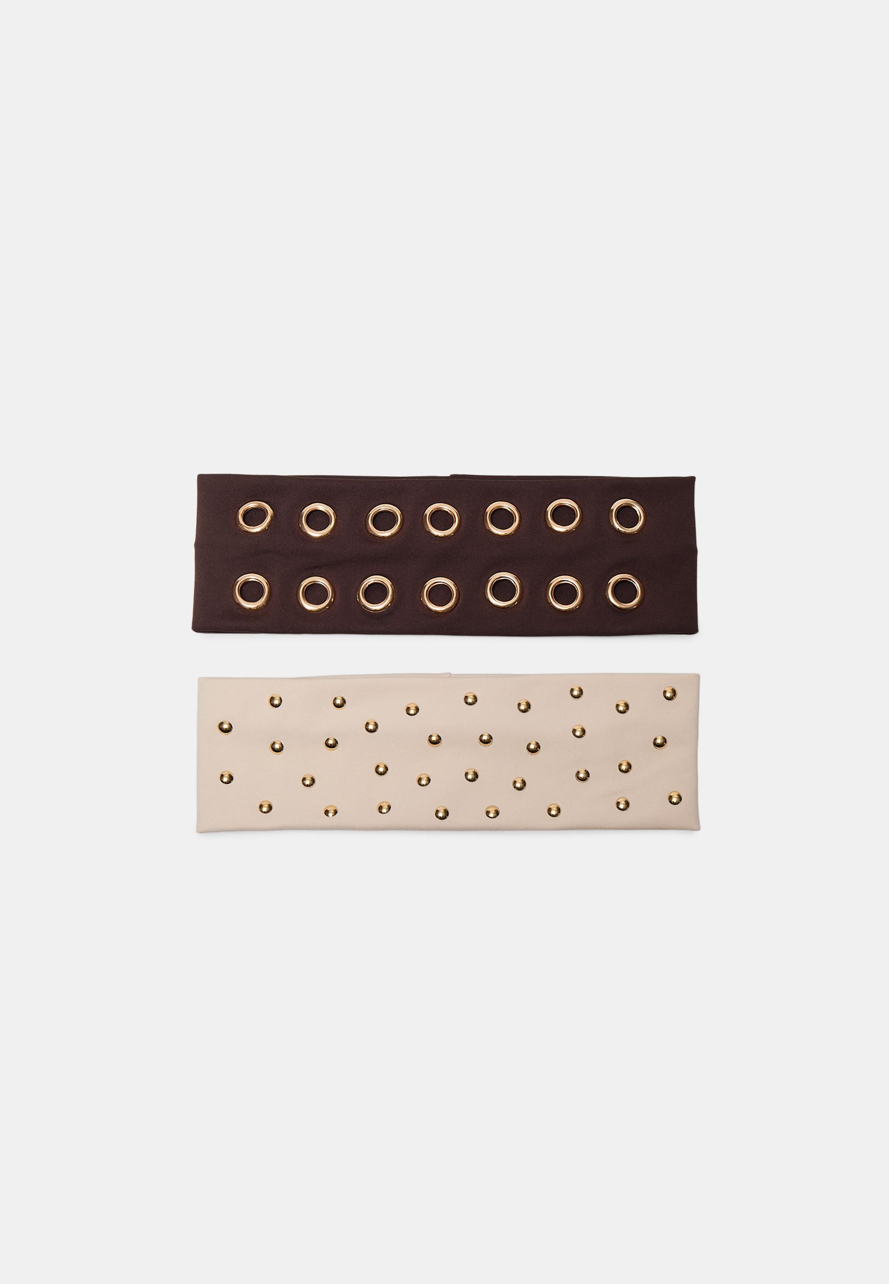 SET OF 2 FUR HEADBANDS WITH STUDS