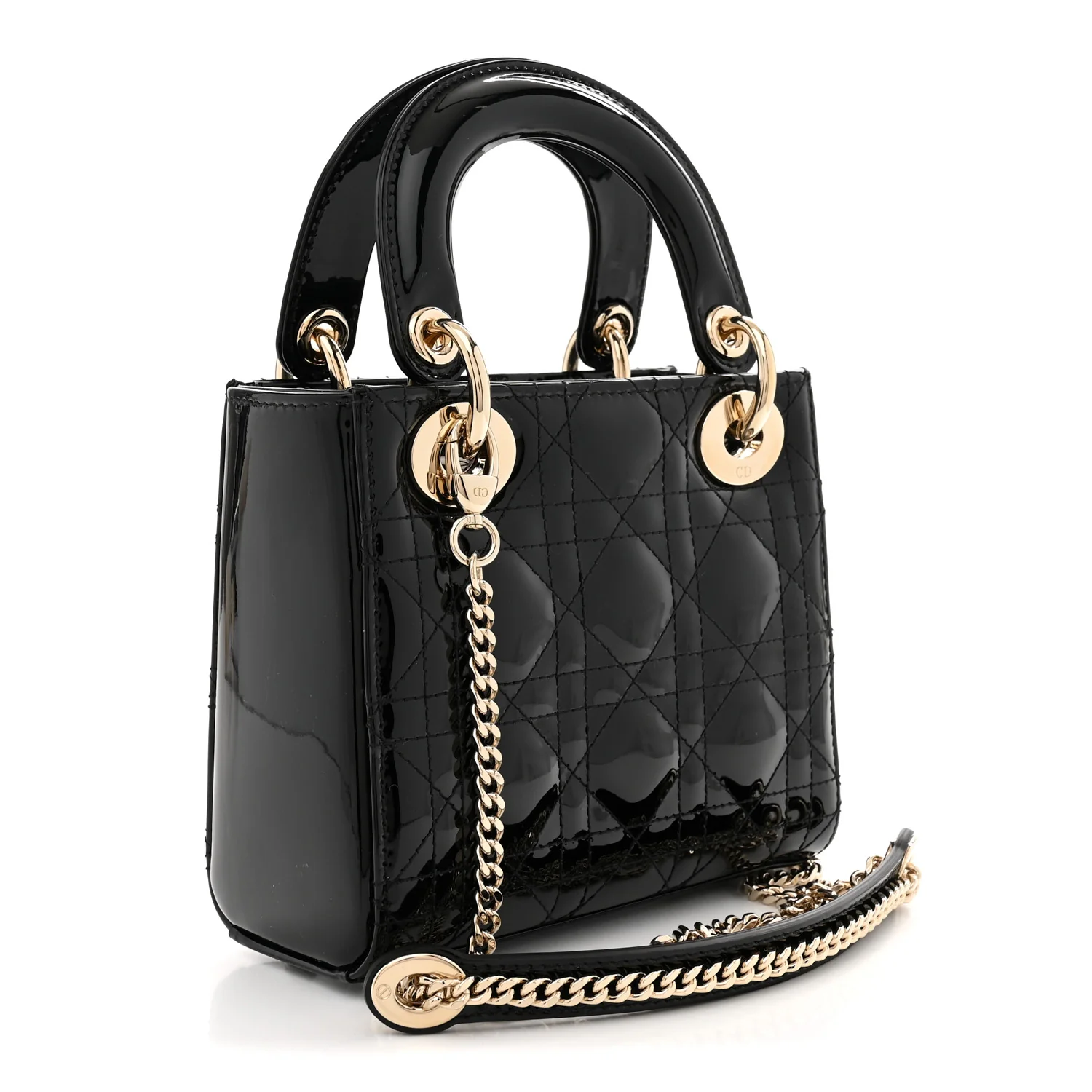 Patent Cannage Mini Lady Dior Black - Top Club