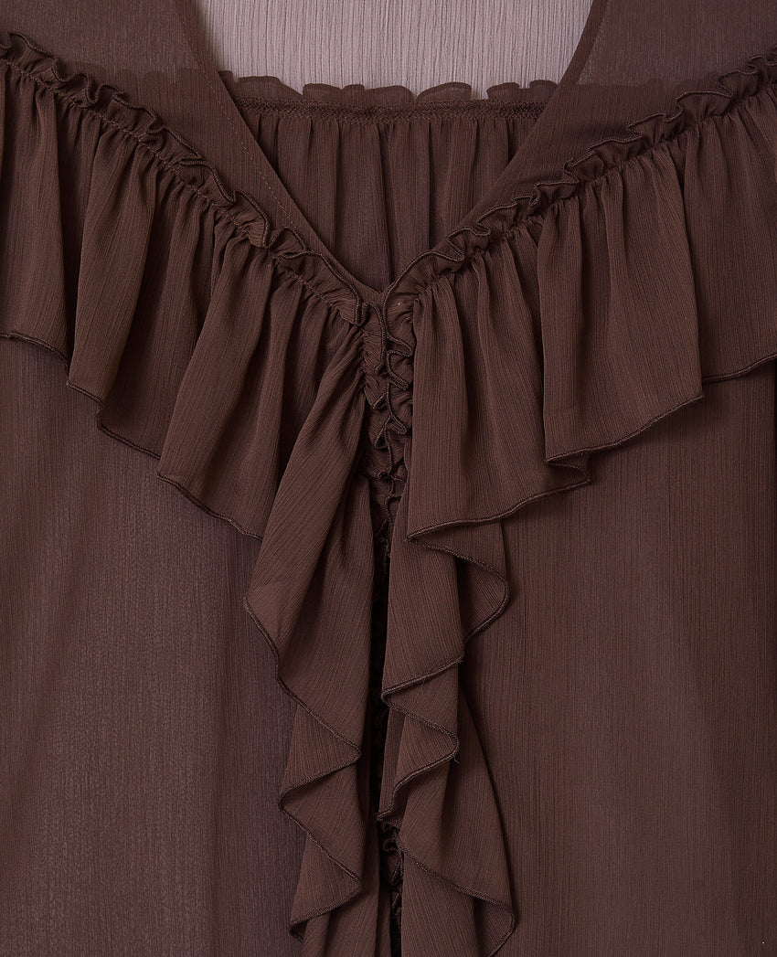 Pimkie Blouse en voile avec manches ballons et volants