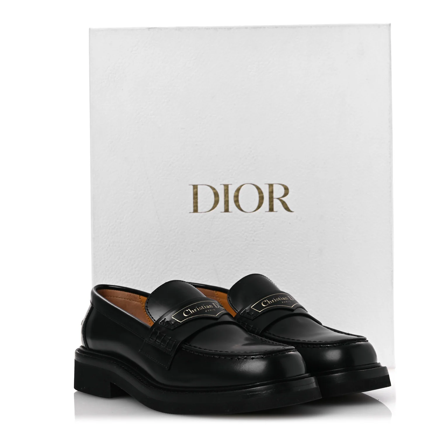 Brushed Calfskin Boy Platform Loafers 35.5 Black - Top Club
