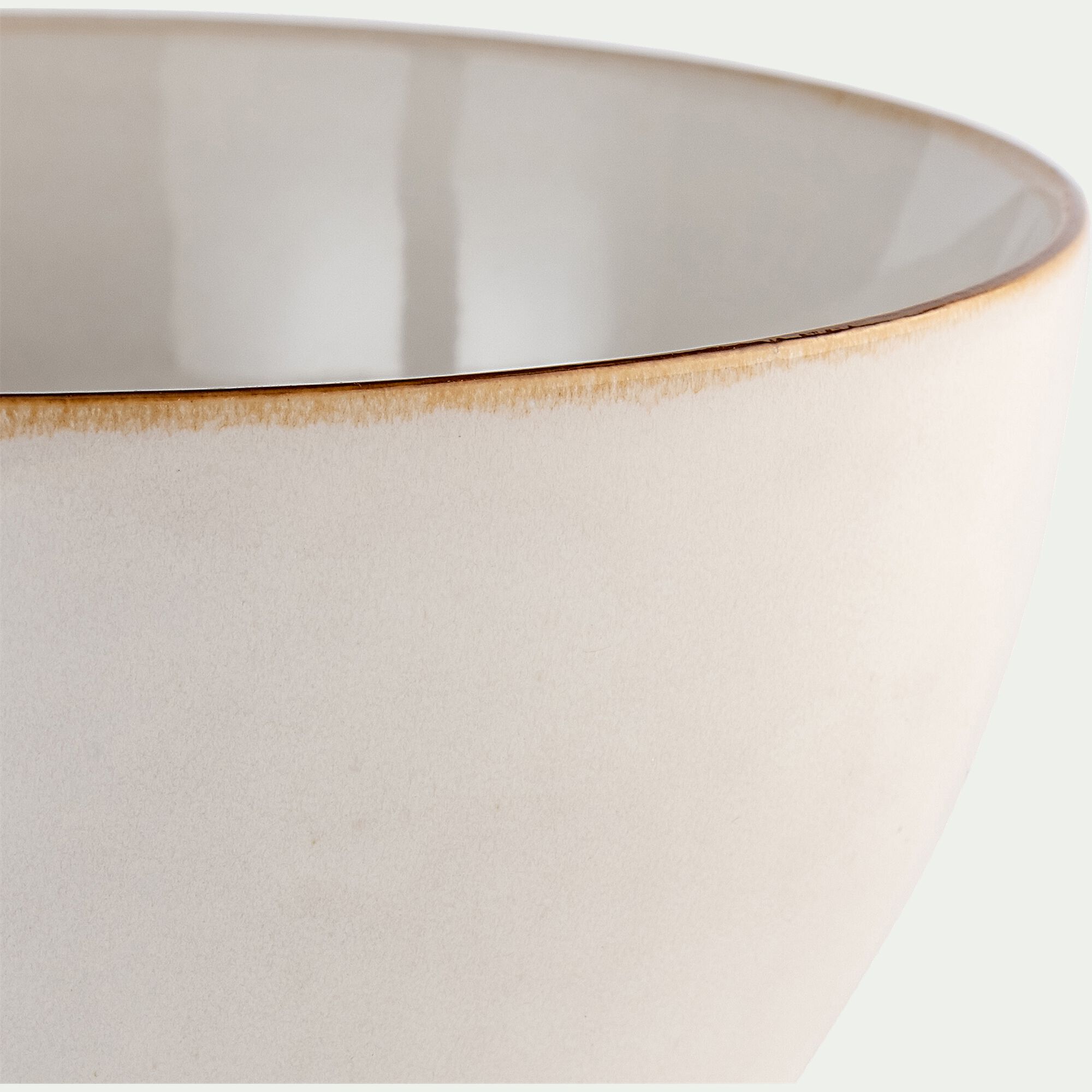 NEVE - Saladier en grès avec liseré marron D20cm - blanc