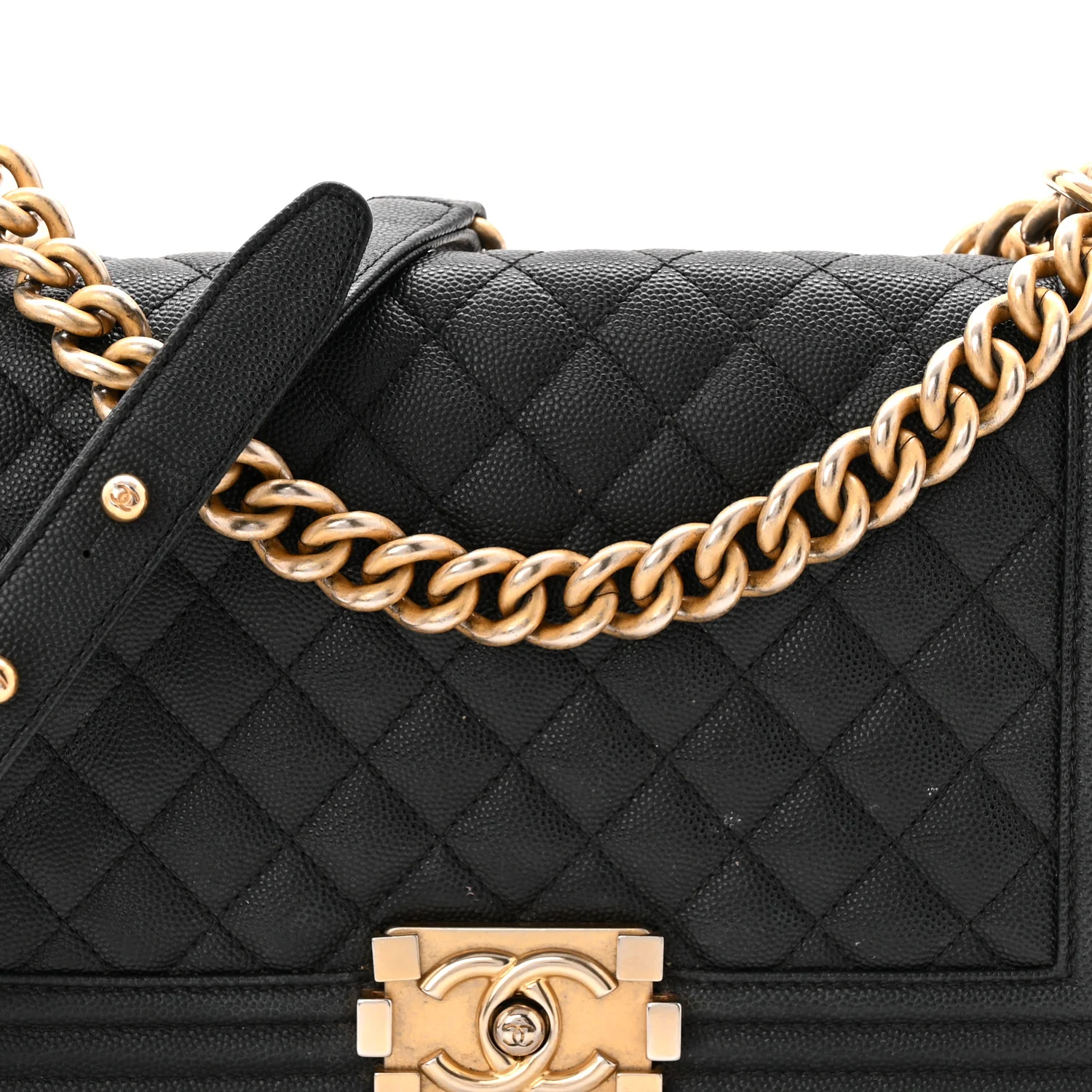 Caviar Quilted Medium Boy Flap Black - Top Club