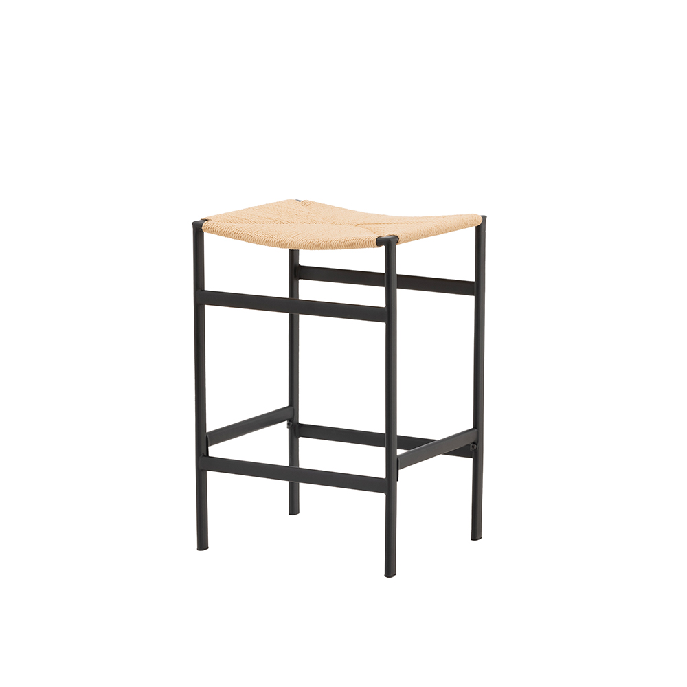 Metalen barkruk Roan - met rotan zitting - 66 cm Zwart