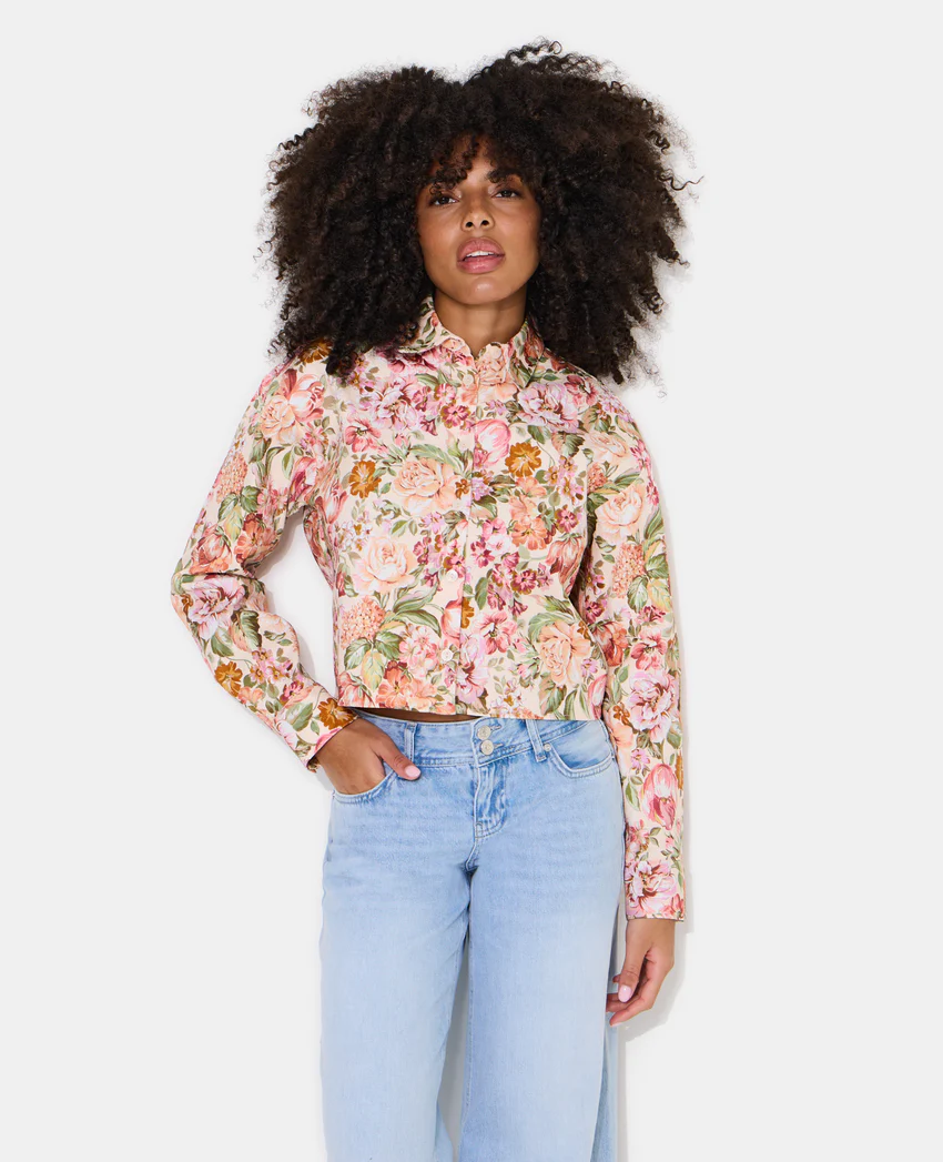 Pimkie Veste droite motif fleurs façon tapisserie