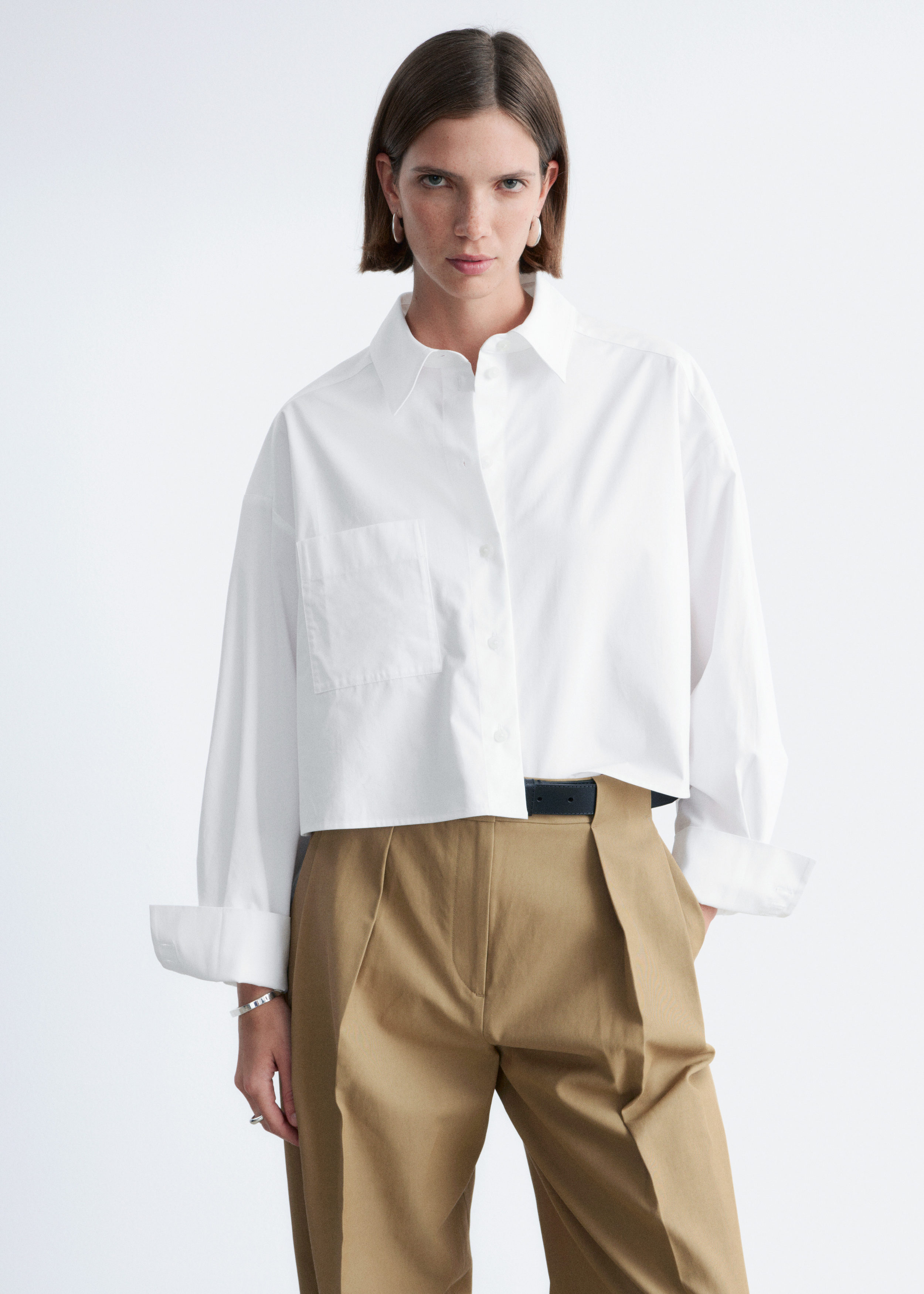 & Other Stories CROPPED OVERSIZED COTTON SHIRT