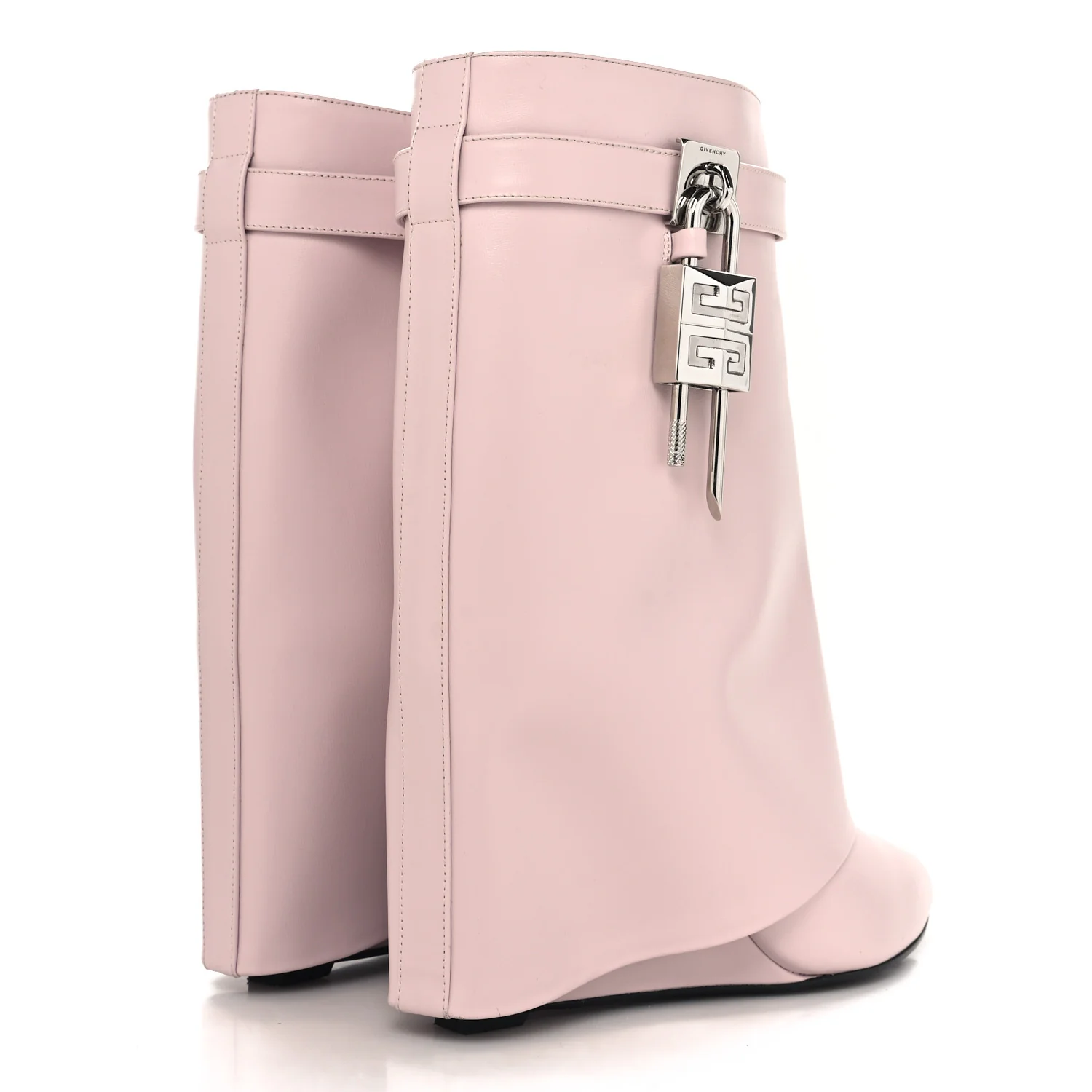 Calfskin Shark Lock Ankle Boots 41 Light Pink - Top Club