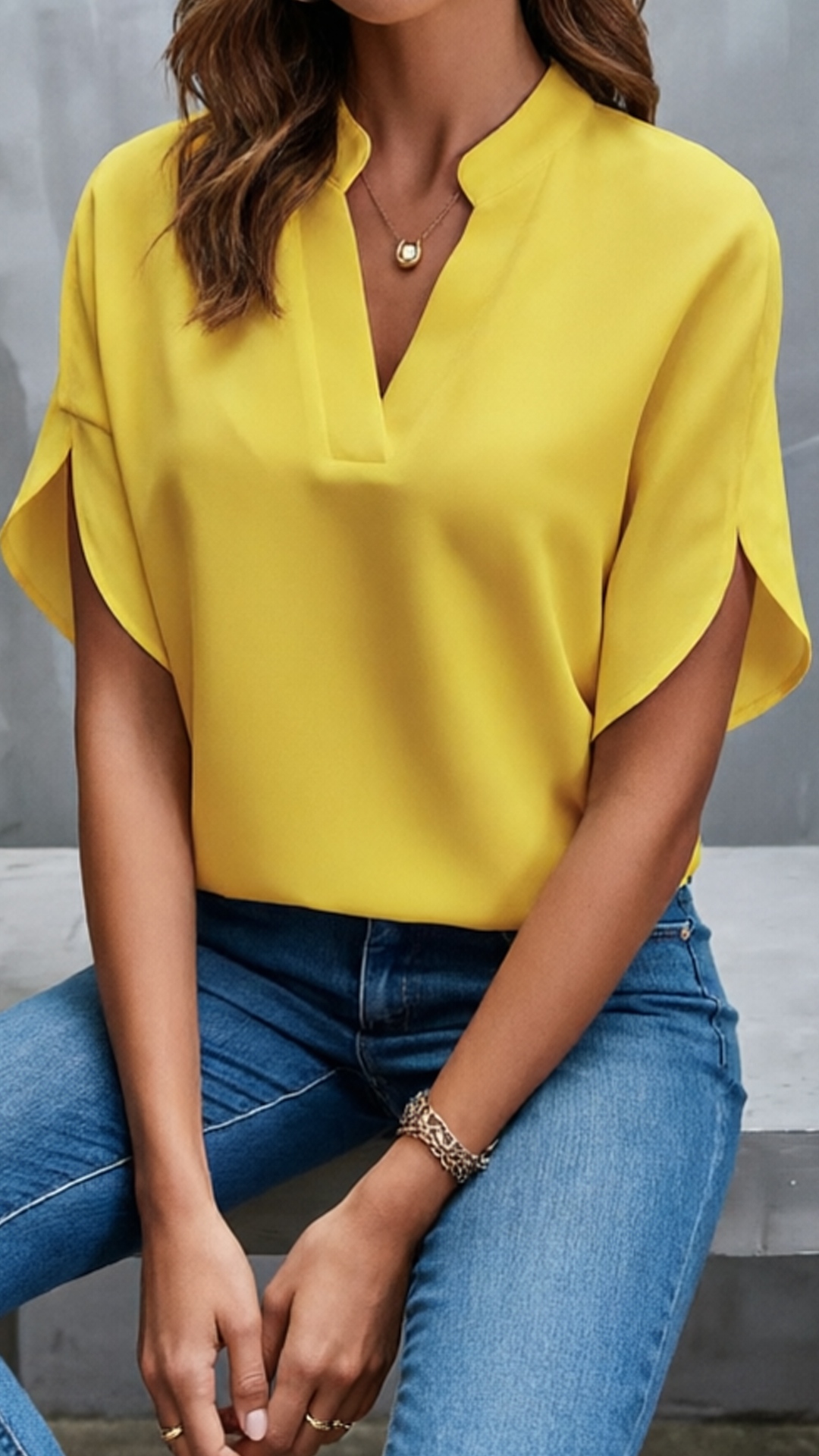 Women's Stand-Collar V-Neck Top - Nordfashionstorm - Women's Clothing, Fashion for You - Nordfashionstorm.com