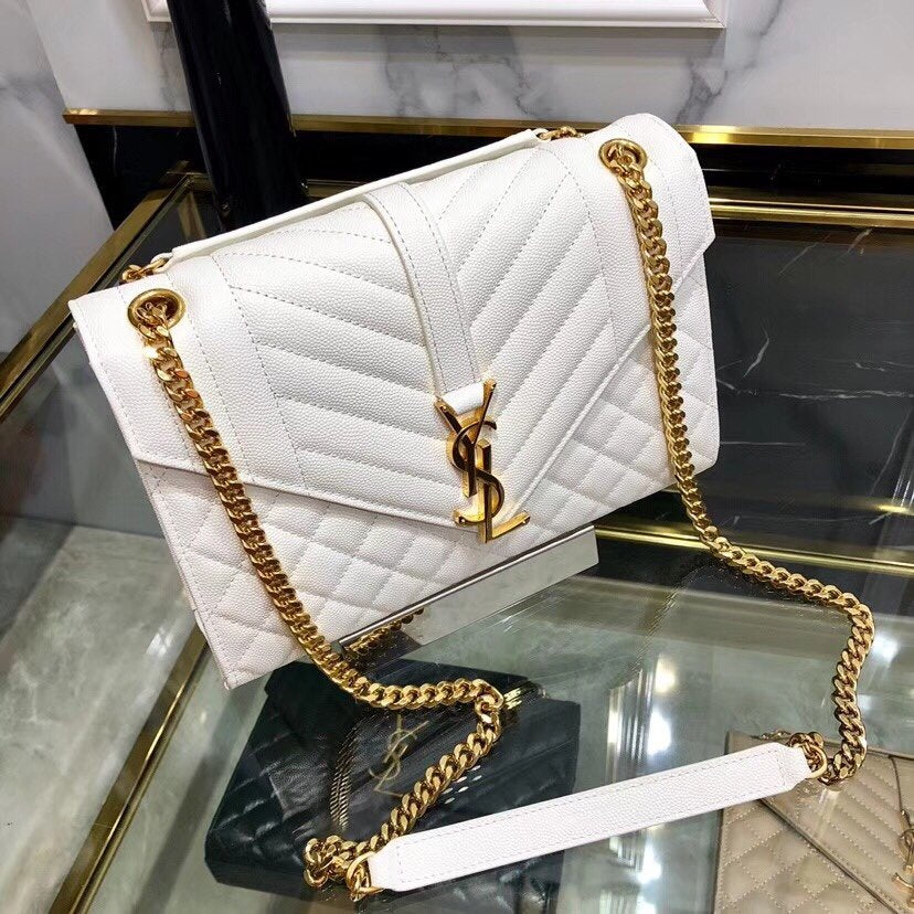 Y ENVELOPE MEDIUM BAG IN MIX MATELASS?? GRAIN DE POUDRE EMBOSSED LEATHER