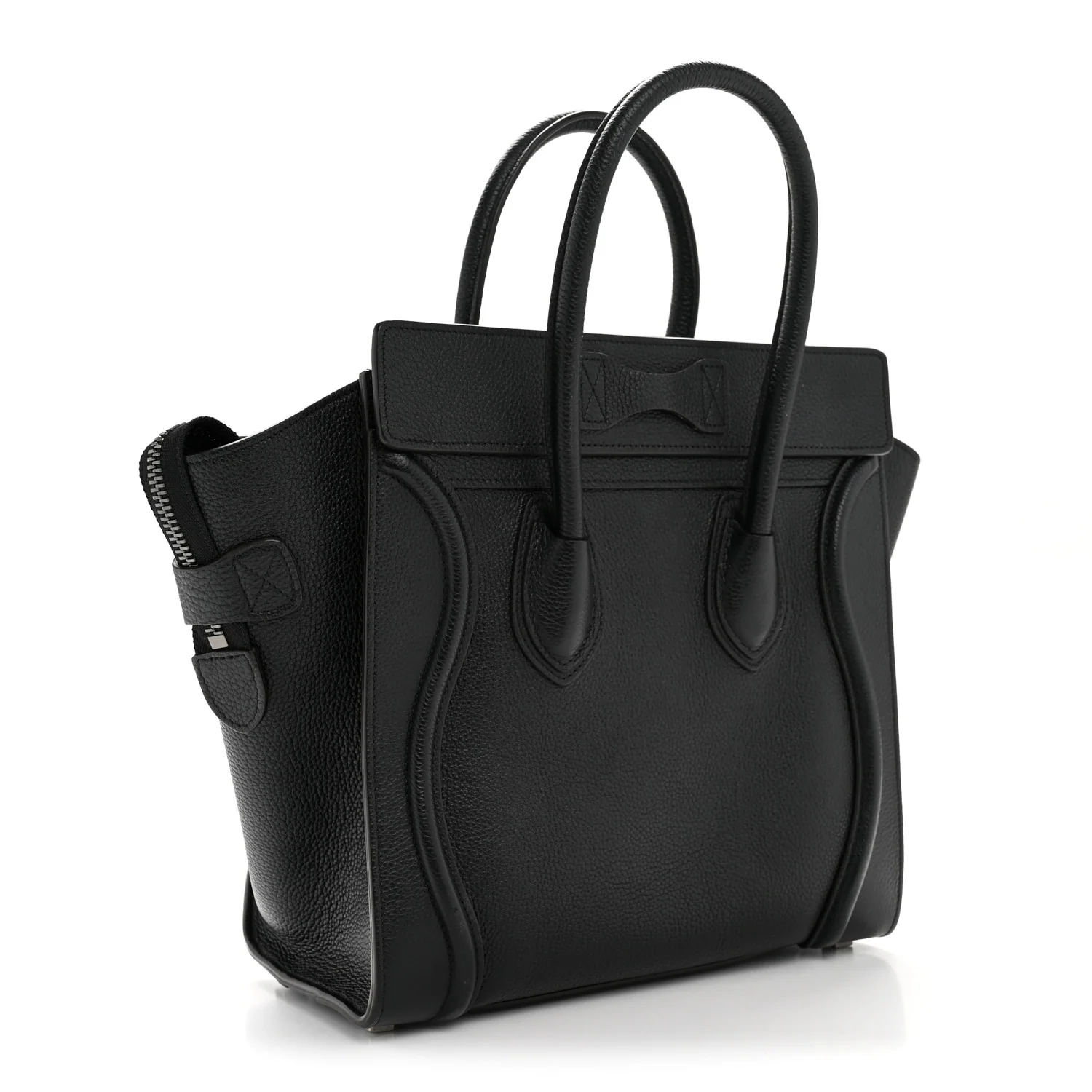 Drummed Calfskin Micro Luggage Black - Top Club