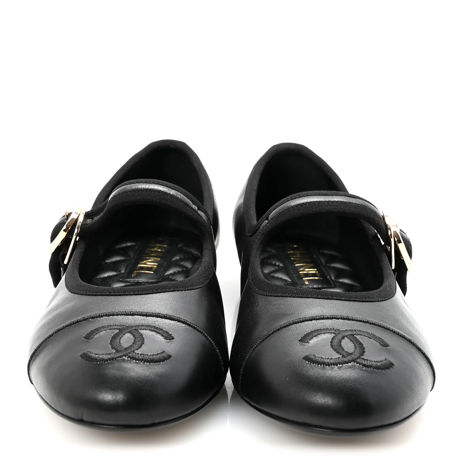 Lambskin Mary Jane Flats 36.5 Black - Top Club