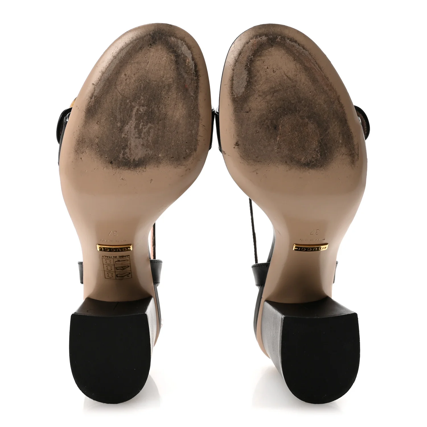 Lifford Calfskin GG Marmont Ankle Wrap 105mm Sandals 37 Black - Top Club