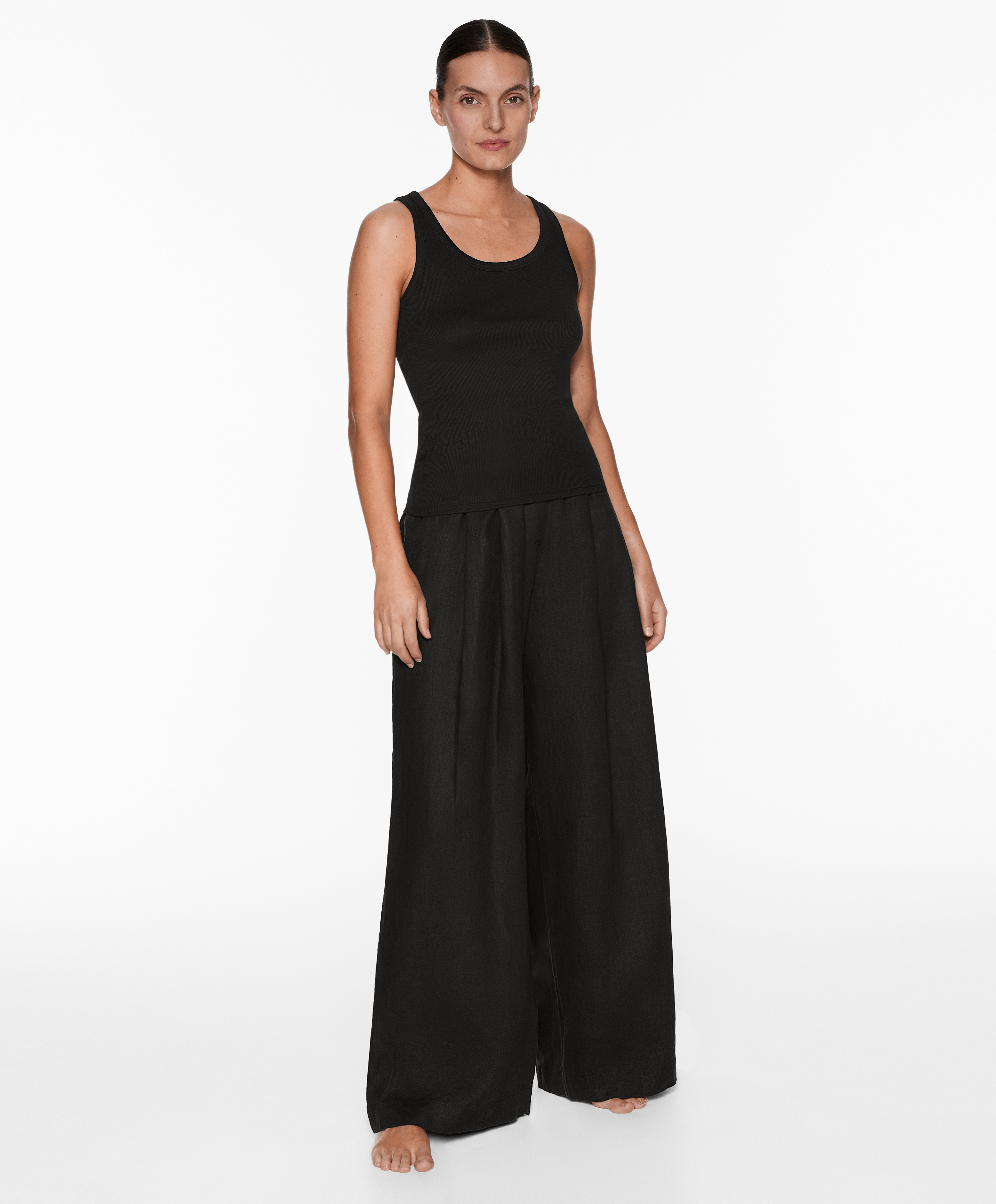 OYSHO Rib vest top with cotton and modal