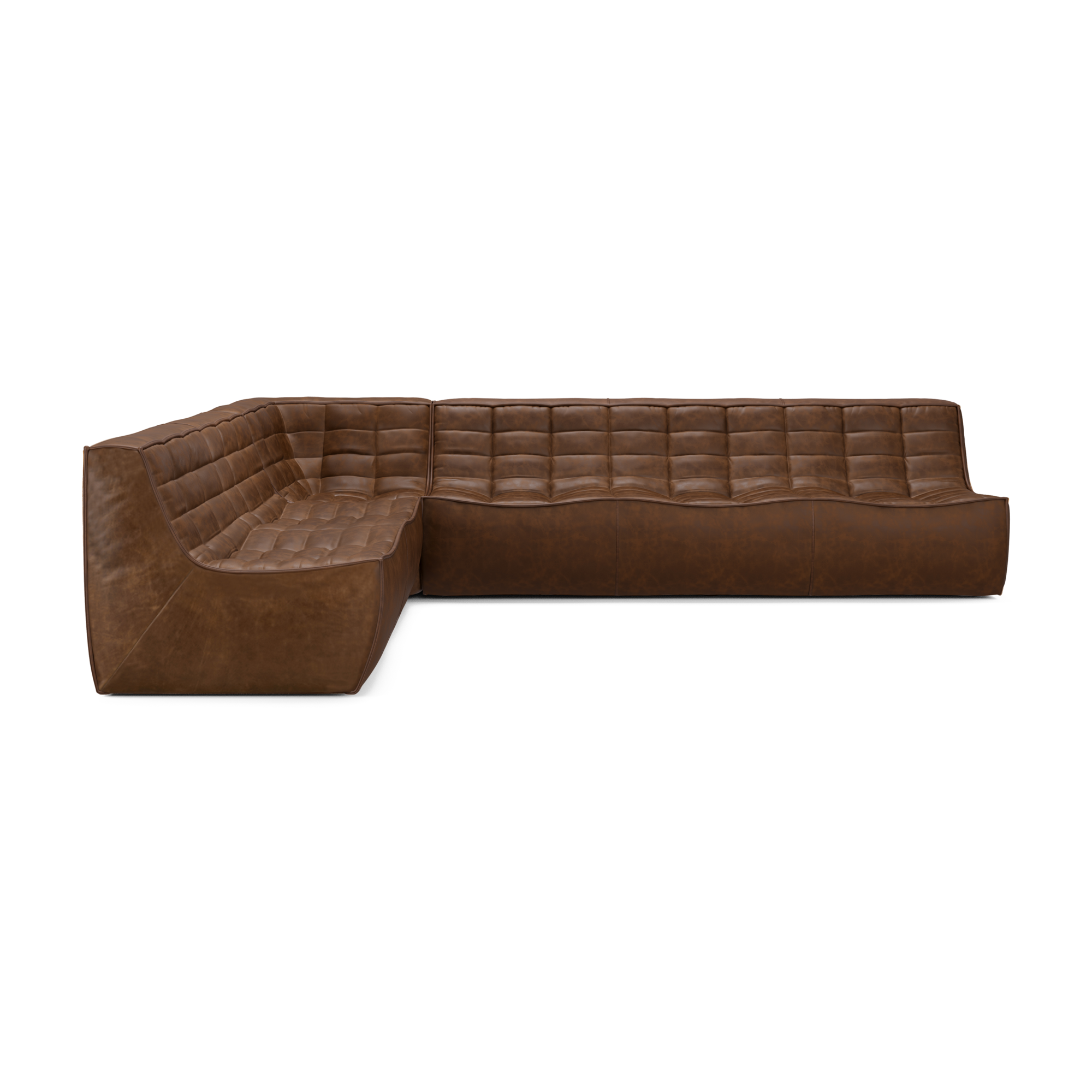 Modulaire bank N701 chestnut set 2+3 seat, 90° rechte hoek