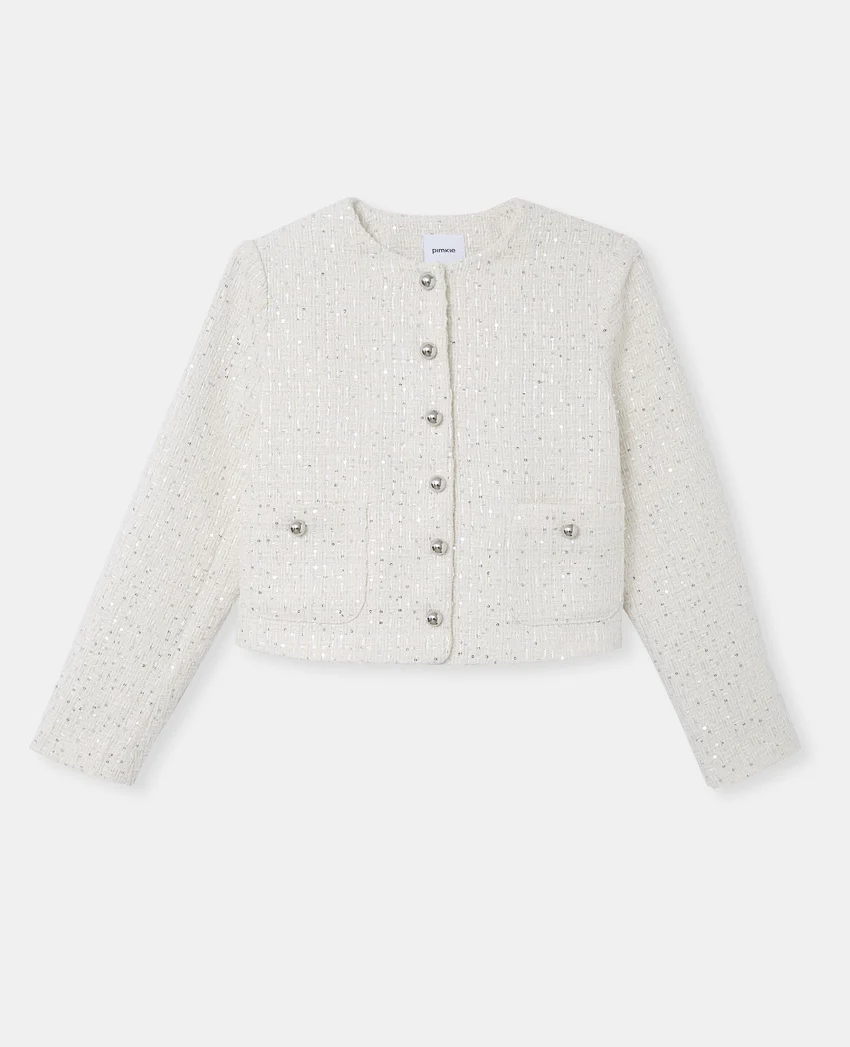 Pimkie Veste en tweed col rond avec sequins