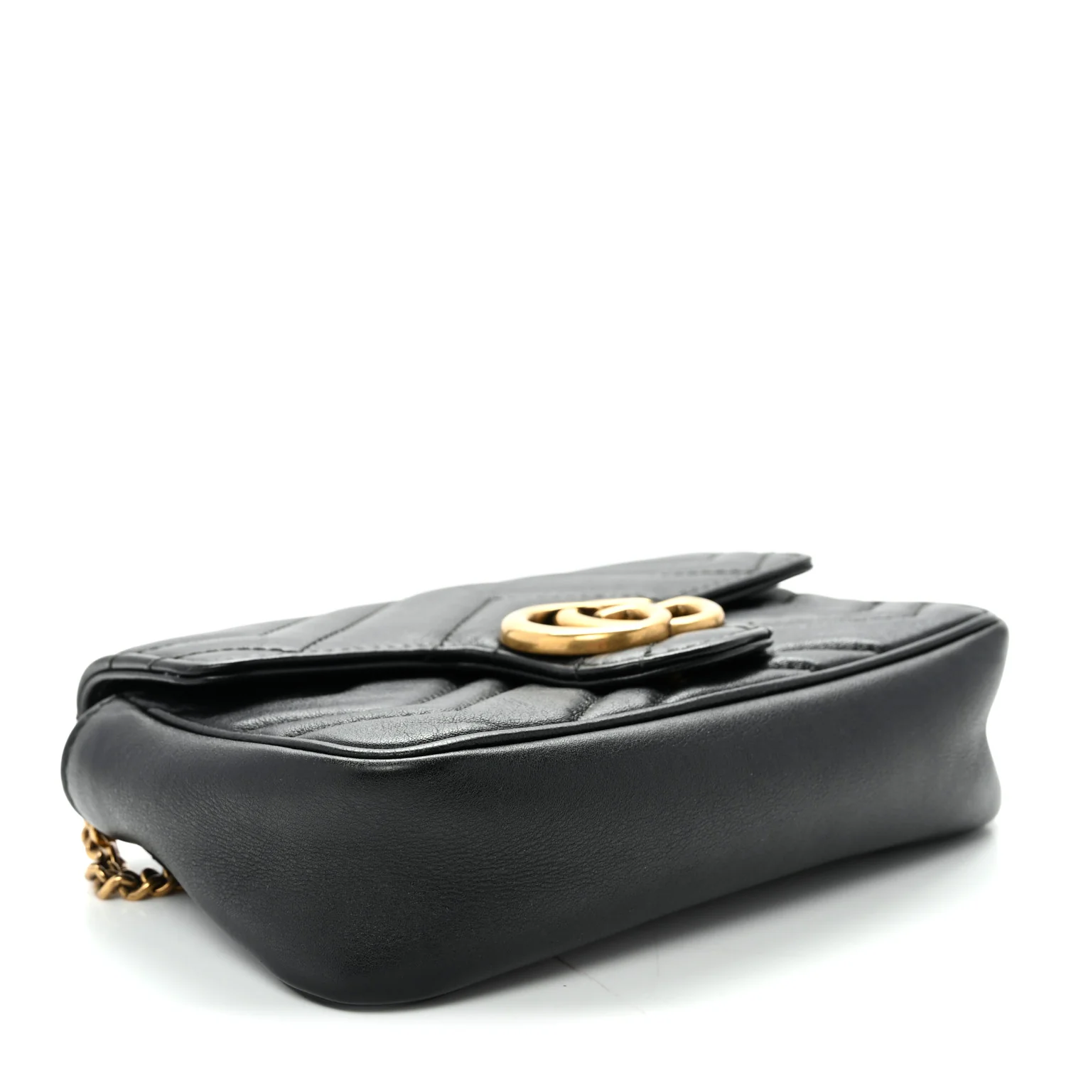Calfskin Matelasse Super Mini GG Marmont Shoulder Bag Black - Top Club