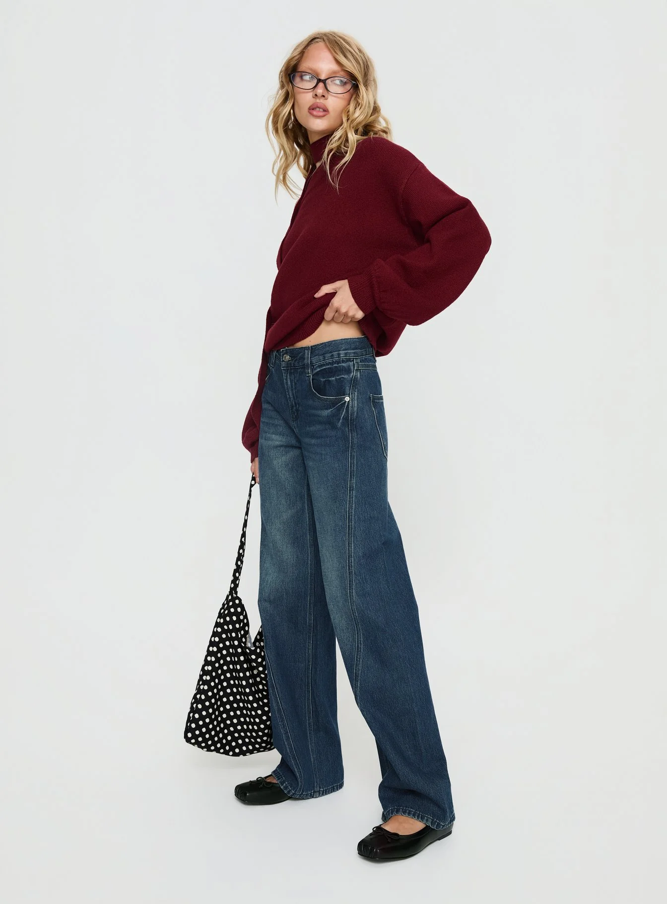 Kellsie High Rise Wide Leg Jeans Dark Blue Wash