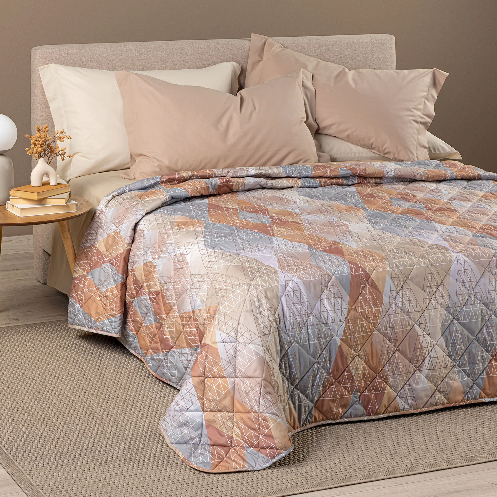 Copriletto Trapuntato In Microfibra Fusion Singolo Ambra Modern