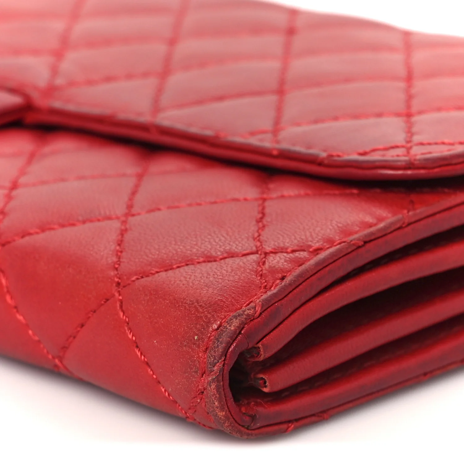 Lambskin Quilted Chain Clutch Flap Red - Top Club