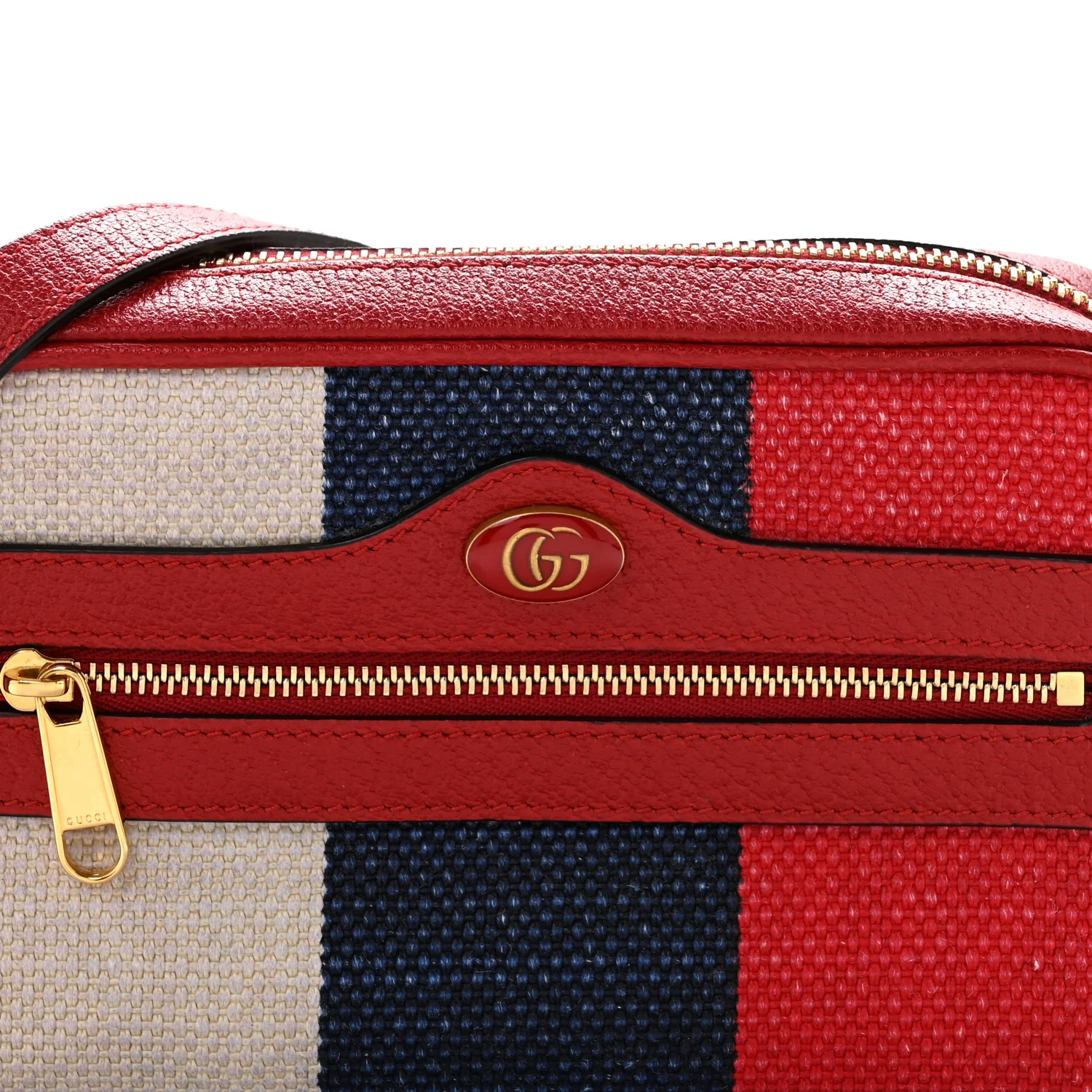 Canvas Sylvie Stripe Mini Ophidia Camera Bag Mystic White Hibiscus Red Maritime - Top Club