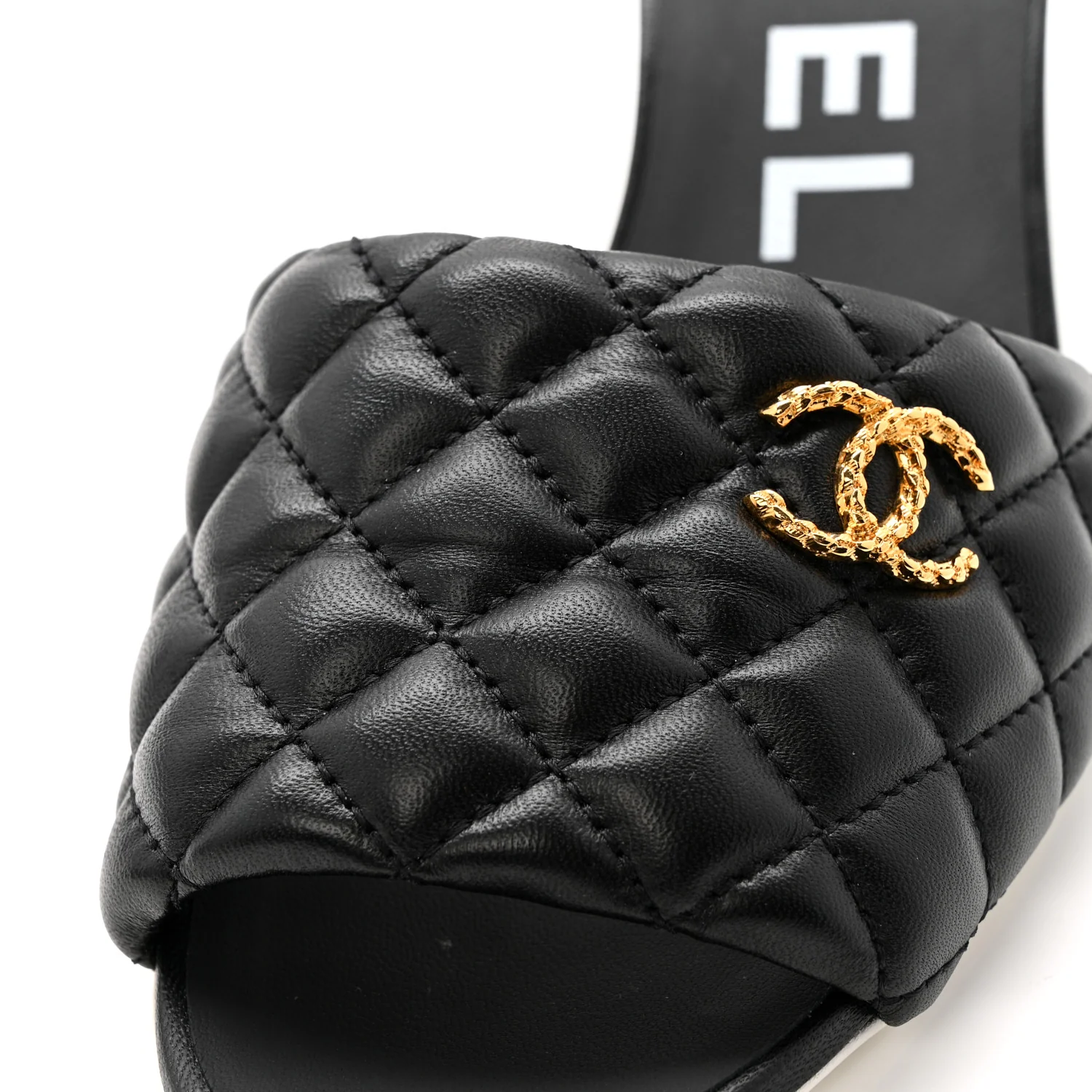 Lambskin Quilted Textured CC Mules 40 Black - Top Club