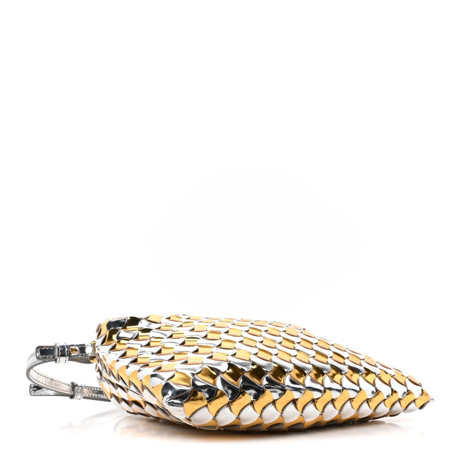 Metallic Lambskin Intrecciato Mini Hop Silver Gold - Top Club