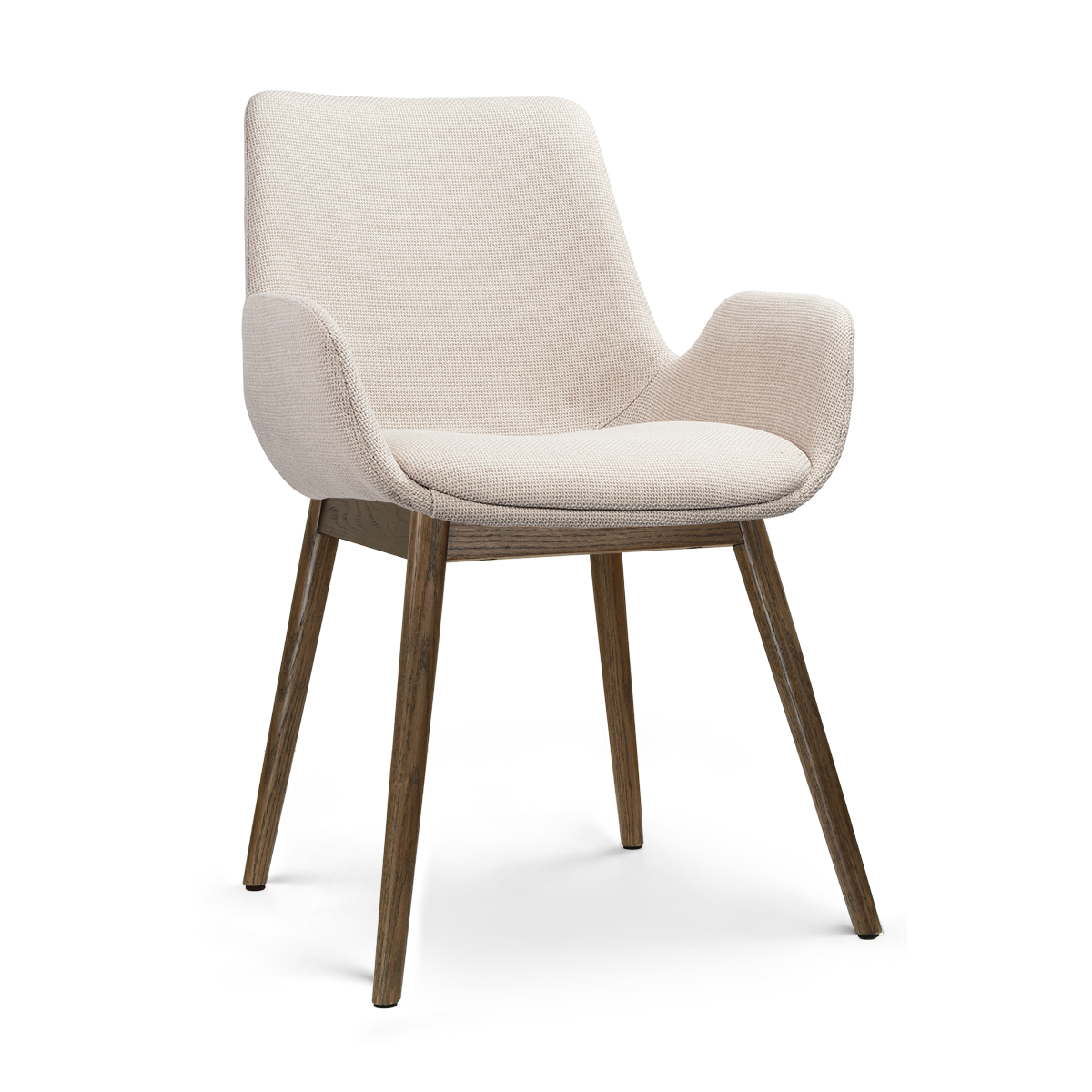 Eetkamerstoel Nio-Eef walnoot houten onderstel beige