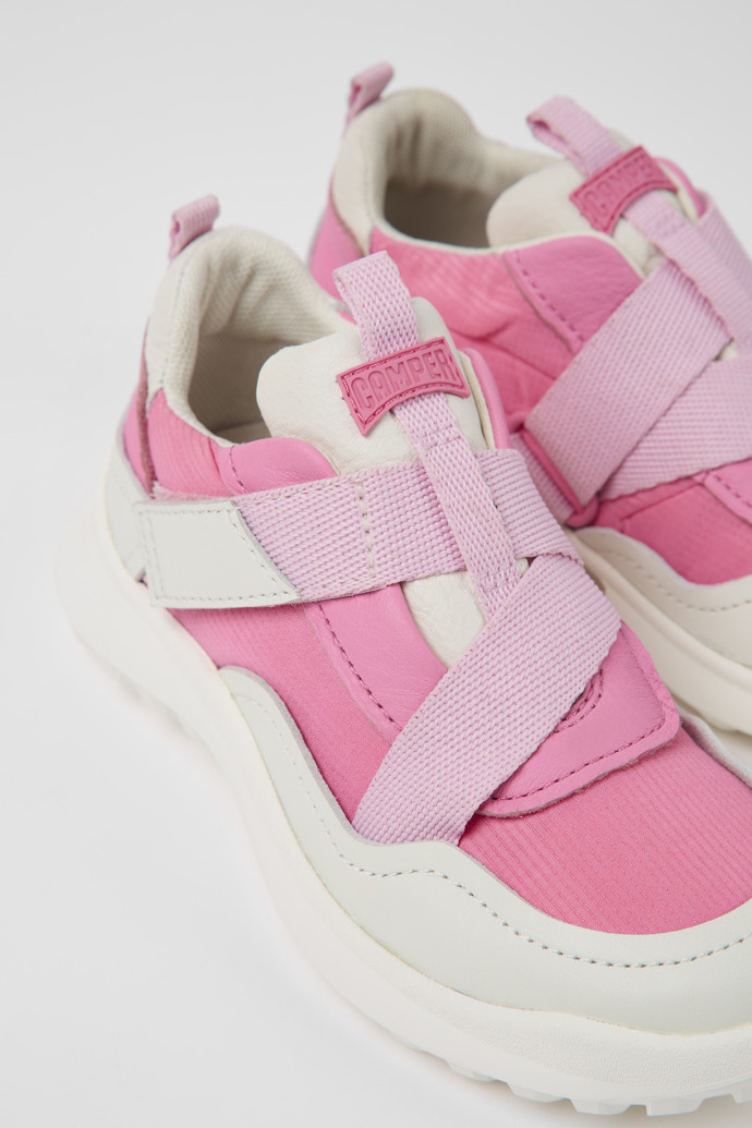 CRCLR Pink leather and textile sneakers for children